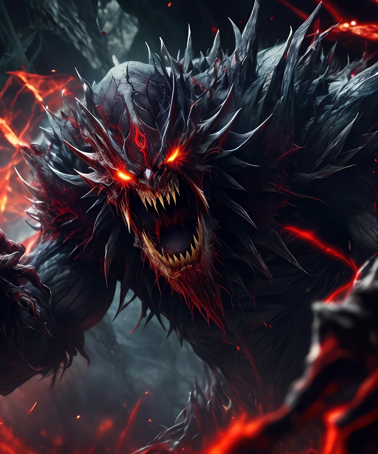 Raw foto,(Extremely detailed 8k wallpaper), a mid-frame photo of the terrifying vampire fear elder, complex, very detailed and dramatic.