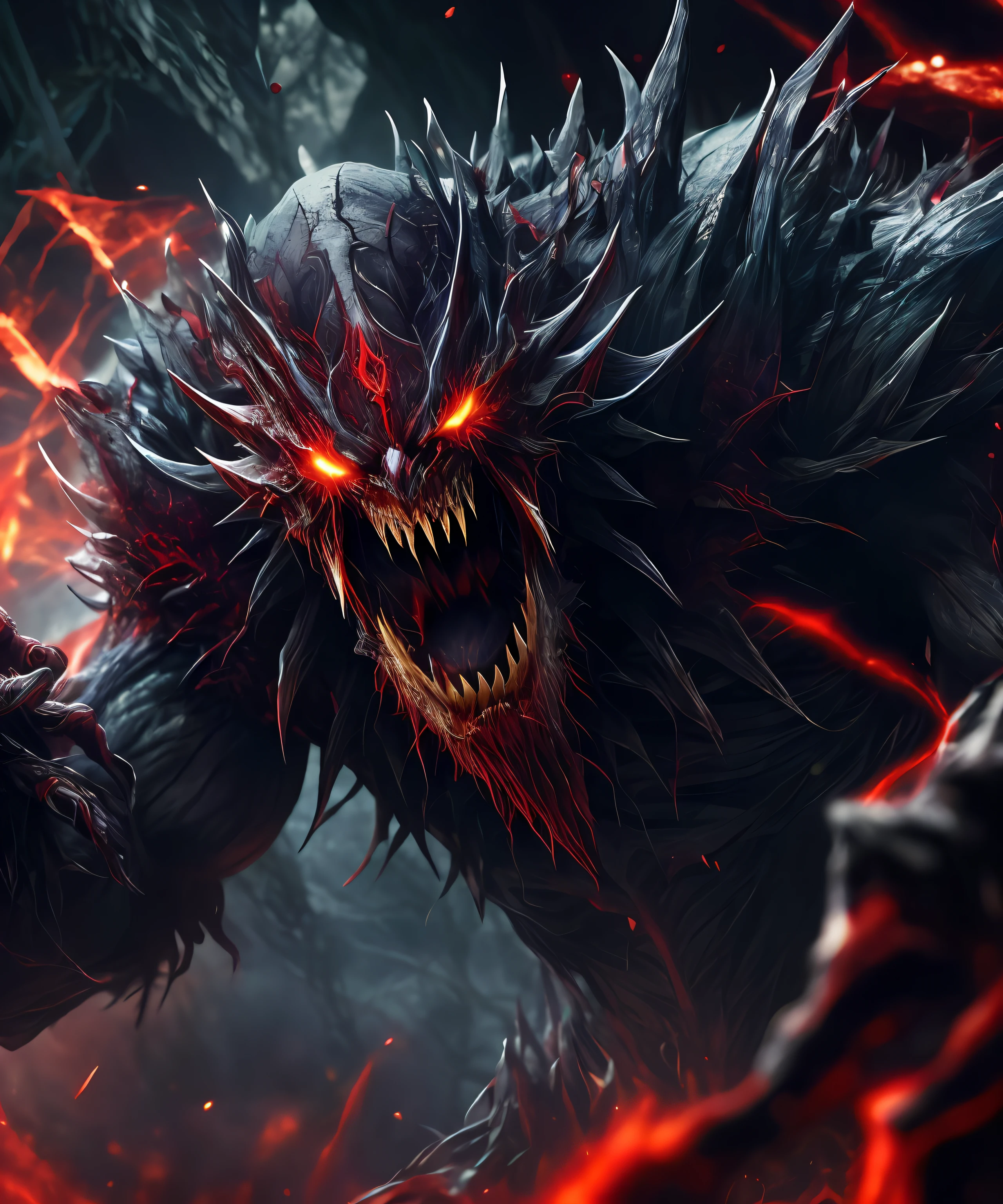 Raw foto,(Extremely detailed 8k wallpaper), a mid-frame photo of the terrifying vampire fear elder, complex, very detailed and dramatic.