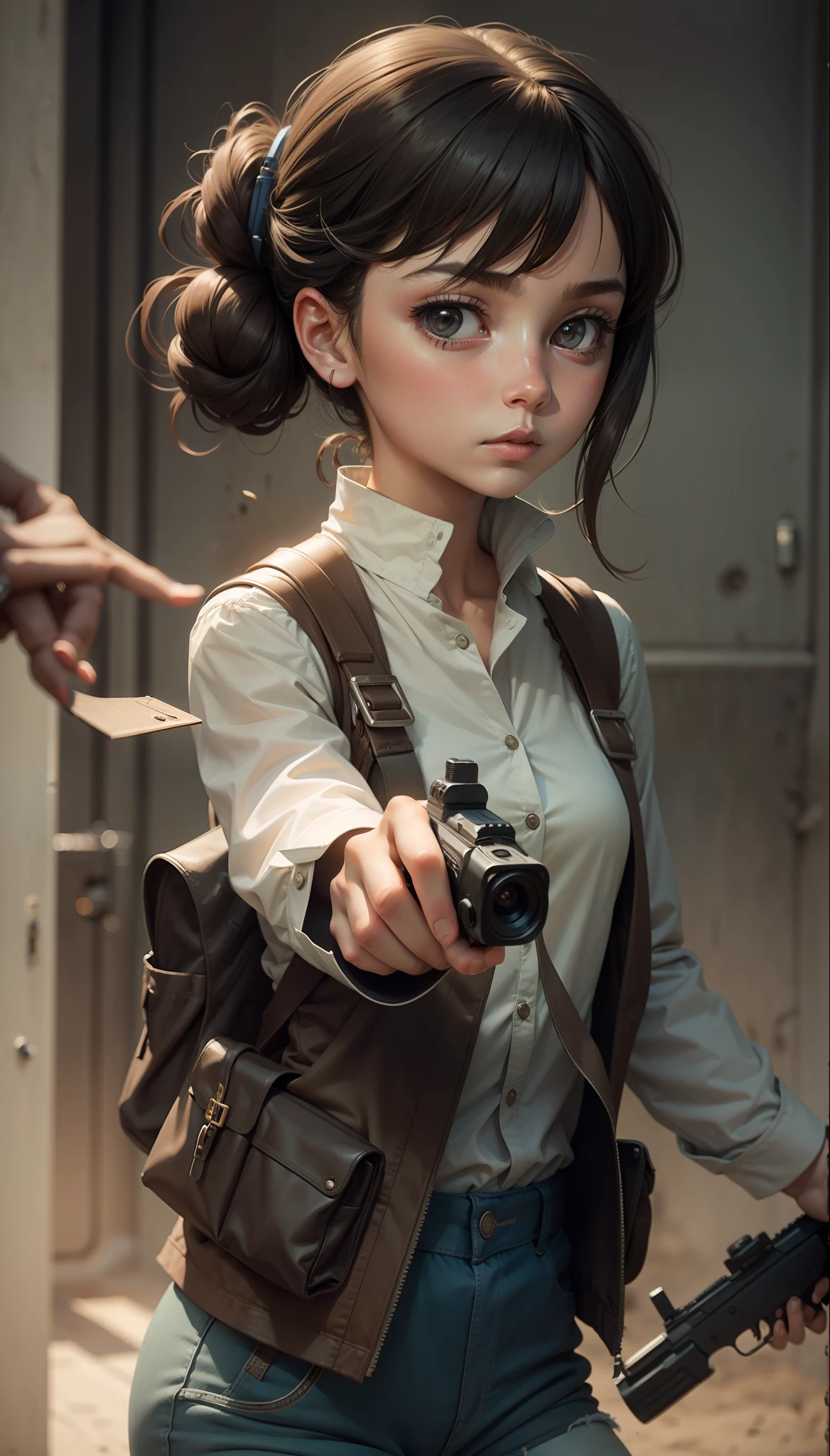 Girl shooting with a gun