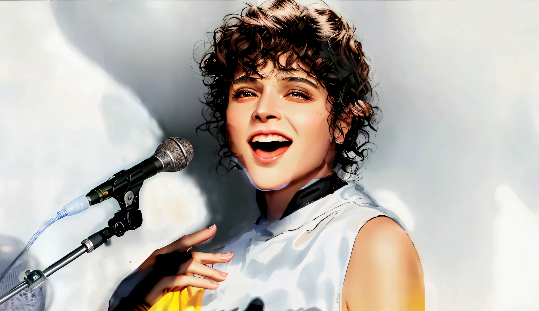 Woman with curly hair and a black top talking into the microphone, Ripley, Malika Favre, Laure Lipton, Sigourney Weaver, Sigourney Weaver Smiling age 2 5, Olivia de Bernardinis, Jean Deville, Adi Meyers, Syd, Sandra Chevier, ( Greg Rutkowski ), P Cattaneo, Christina Kritkou, Femme, cassia eller, singer cassia eller, Brazilian