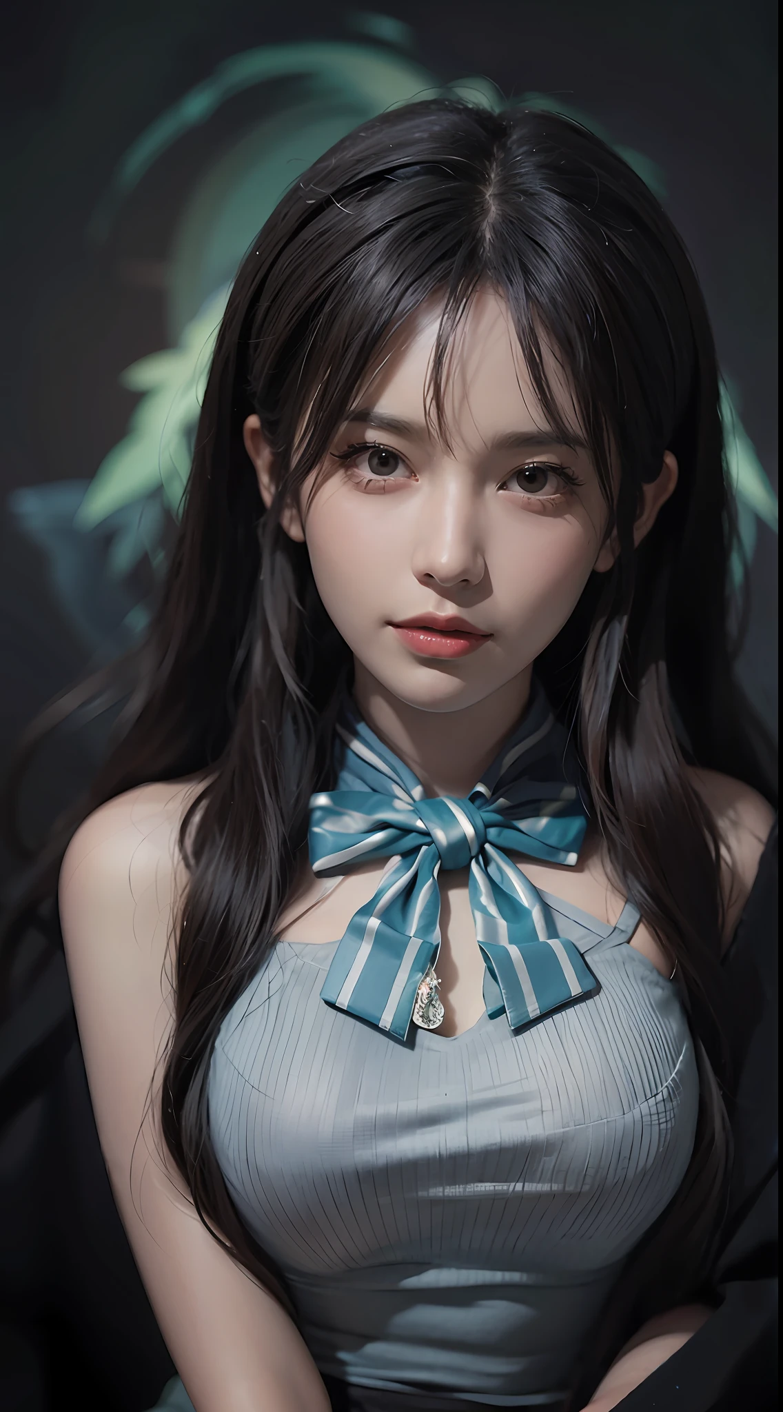 (Front Focus), (In the Dark: 1.6), Surrealistic Female Portraits by David Hockney and Alphonse Mucha, Fantasy Art, Photo Realism, Dynamic Lighting, ArtStation, Poster, Volumetric Lighting, Very Detailed Faces, 4 K, Pantyhose, Shorts, 1girl, In the Dark, Deep Shadow, Low Key, Cowboy Shot, (Official Uniform: 1.4), Long Hair, Gray Hair,