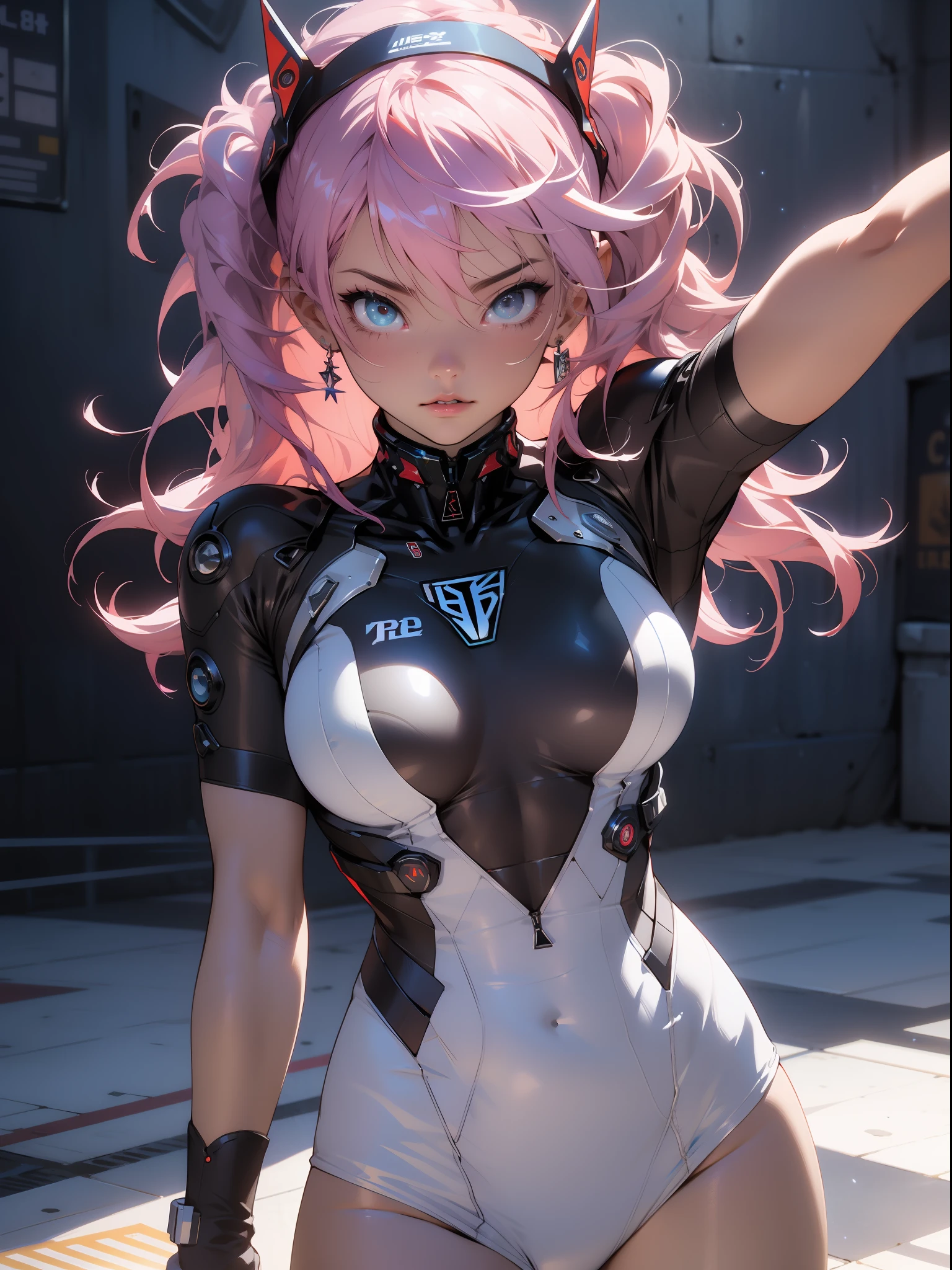((Best quality)), ((masterpiece)), (detailed: 1.4), (Absurd), light-skinned ta with micro bikini, Genesis evangelion neon style clothing, red and white stripes, blue arms with white stars, 2 piece clothing, colored hair, tattoo on arms, cybernetic hand, pastel, centered, scale to fit dimensions, HDR (High Dynamic Range),Ray Tracing,NVIDIA RTX,Super-Resolution,Unreal 5,Subsurface dispersion, PBR Texture, Post-processing, Anisotropic filtering, Depth of field, Maximum clarity and sharpness, Multilayer textures, Albedo and specular maps, Surface shading, Accurate simulation of light-material interaction, Perfect proportions, Octane Render, Two-tone lighting, Wide aperture, Low ISO, White balance, Rule of thirds, 8K RAW, crysisnanosuit