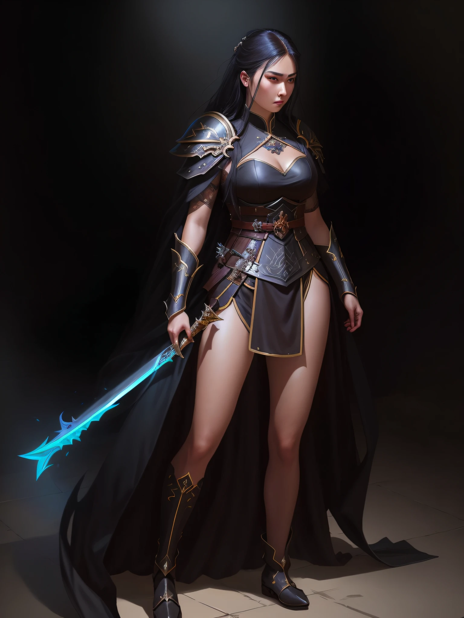 a close up of a woman in a black dress holding a sword, female warrior, epic exquisite character art, chengwei pan on artstation, dark fantasy style art, north adult female warrior, fantasy character art, epic fantasy character art, epic fantasy art style, beautiful female warrior, warrior girl, epic fantasy art style hd, fantasy character, fantasy paladin woman