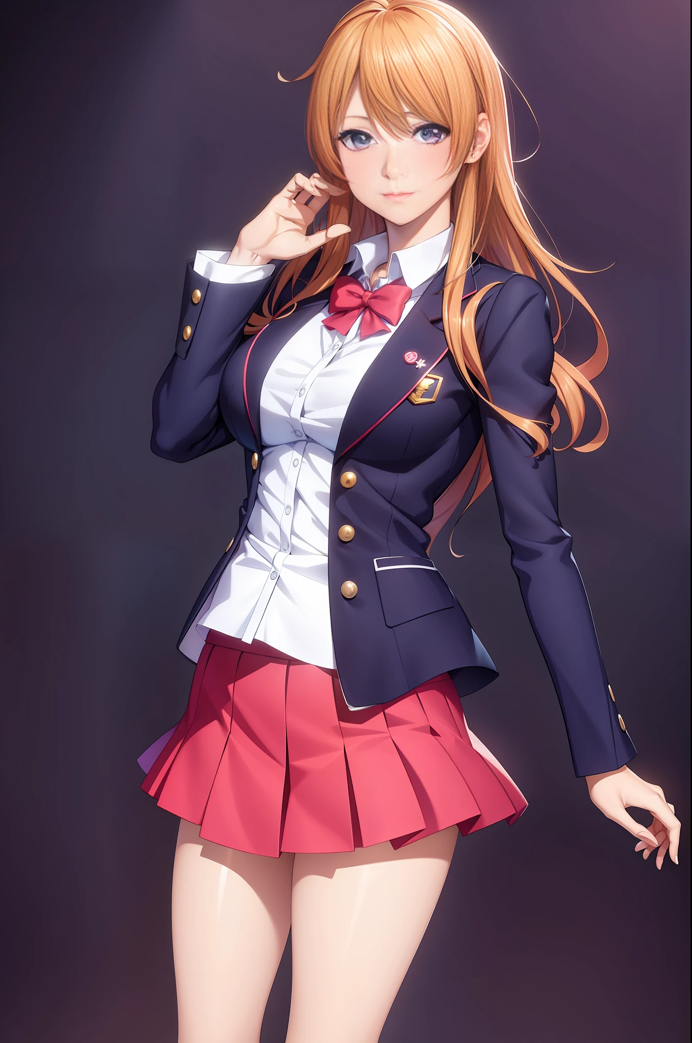 anime girl in a school uniform posing for a picture, marin kitagawa fanart, beautiful anime high school girl, anime visual of a cute girl, smooth anime cg art, anime best girl, cushart krenz key art feminine, blonde anime girl with long hair, official character art, anime girl with long hair, anime full body illustration, attractive anime girl