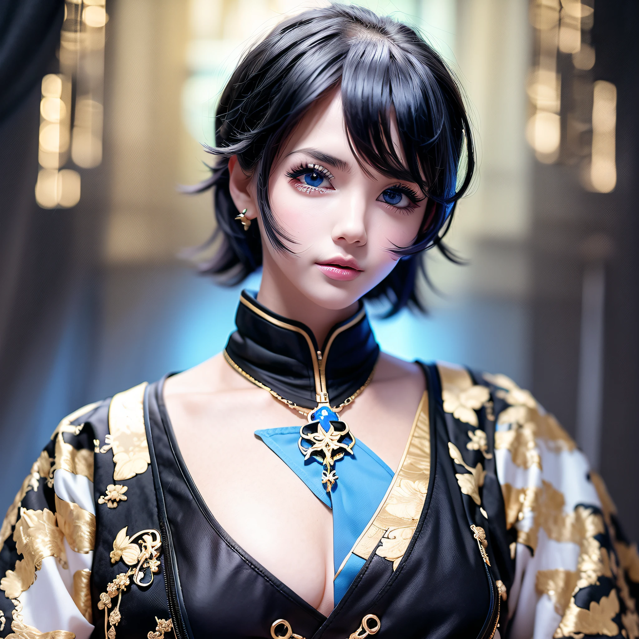 Black-haired boy with blue and black eyes, ancient style --auto --s2