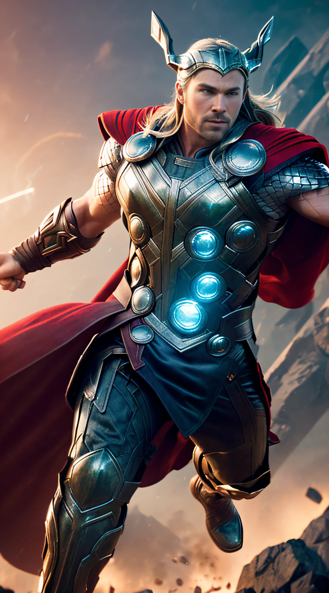 (capture the heroic and powerful aura of Thor fighting his enemies), (photorealistic), (soft and cinematic lighting), (ultra-realistic details), (ultra-high definition, 16k resolution), (high-quality octane texture), (trend in ArtStation)