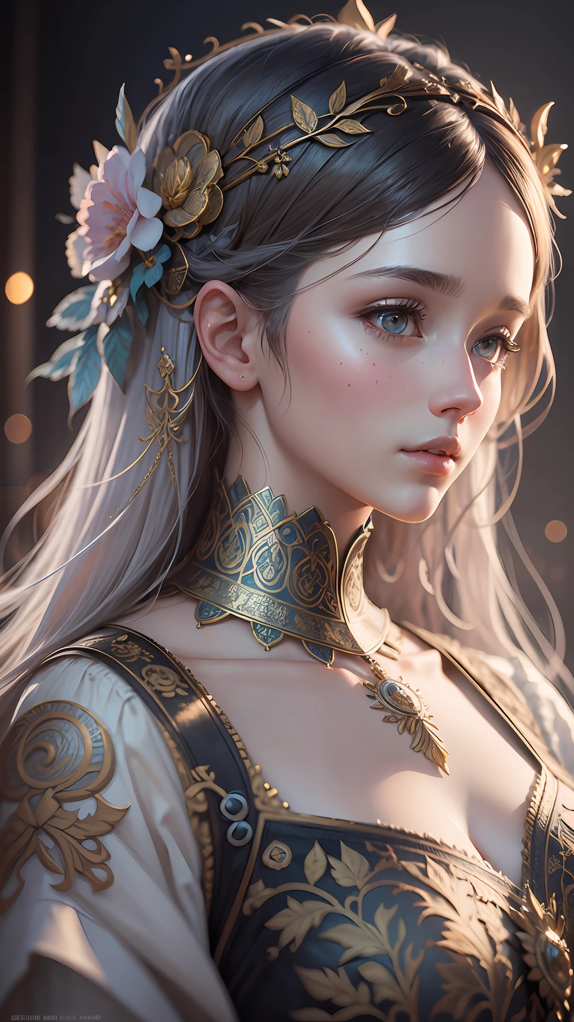 ethereal girl::3 intricate details, ornate, detailed illustration, octane render ::2 William Morris style :: trending on artstation, (((realistic))) --auto --s2