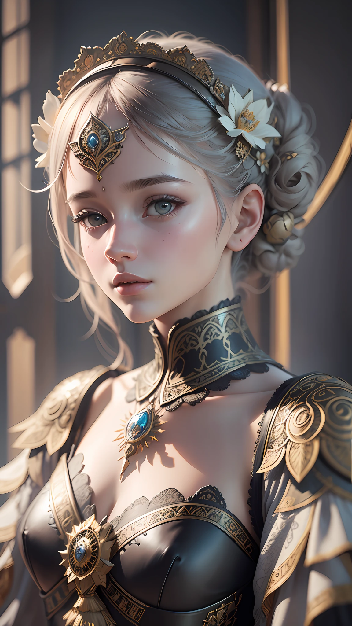 ethereal girl::3 intricate details, ornate, detailed illustration, octane render ::2 William Morris style :: trending on artstation, (((realistic))) --auto --s2