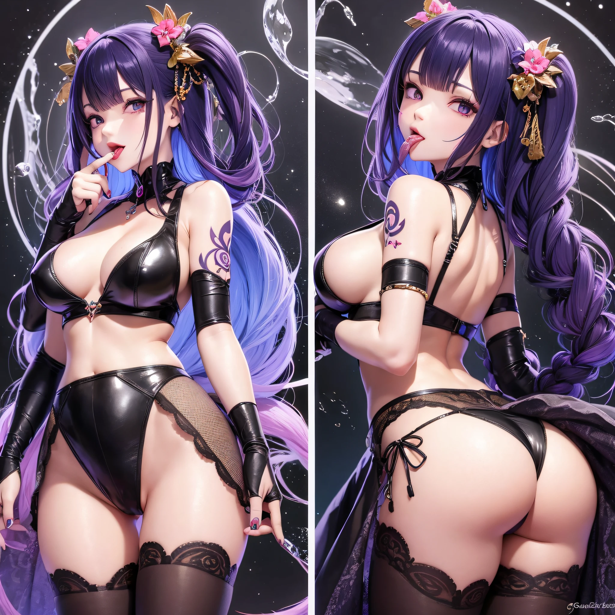 anime, 8k, succubus, tongue out, long tongue, bubble ass, thigh, tattoo, --auto --s2