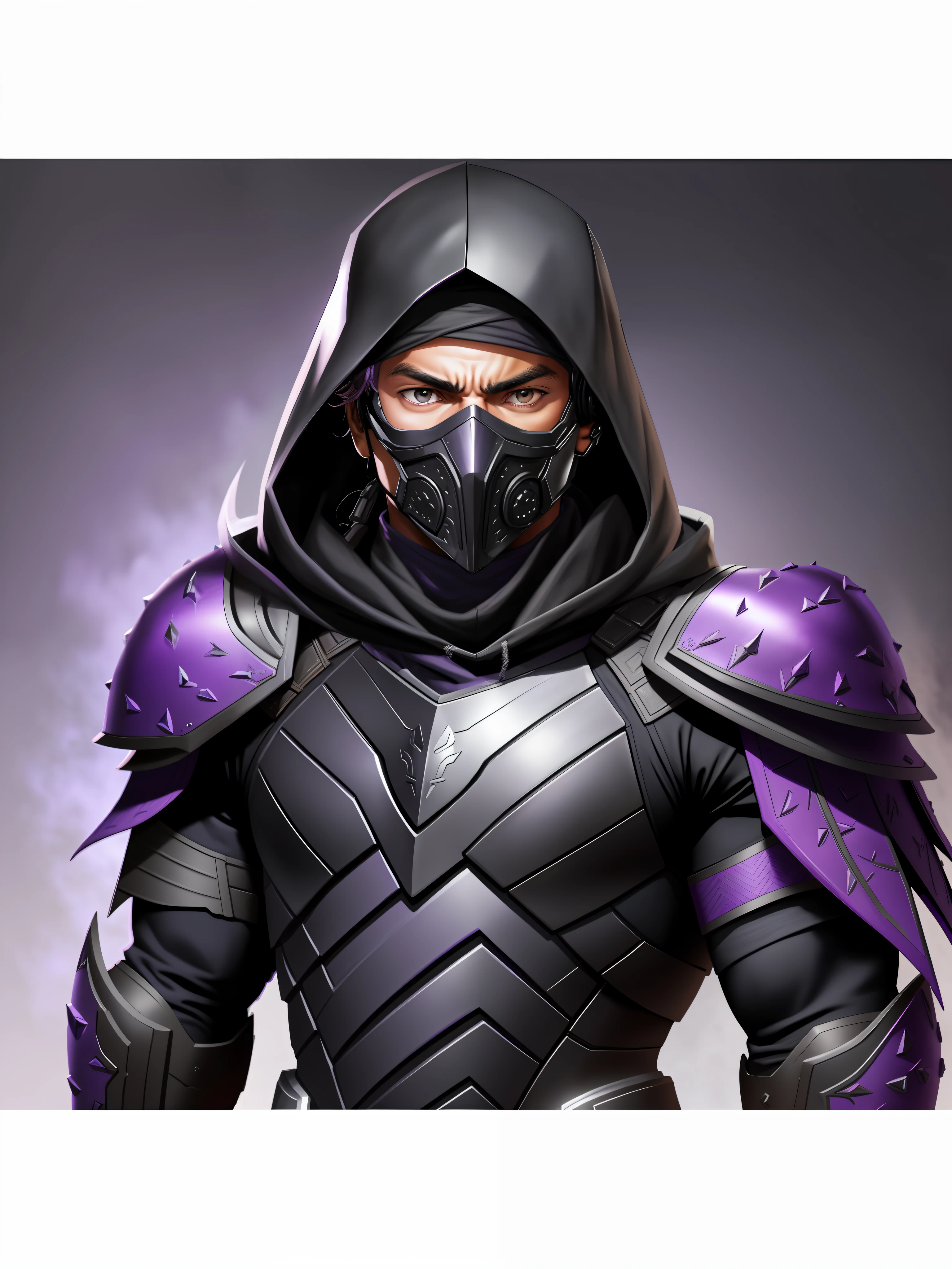 Black male armor rises a black mando with purple details