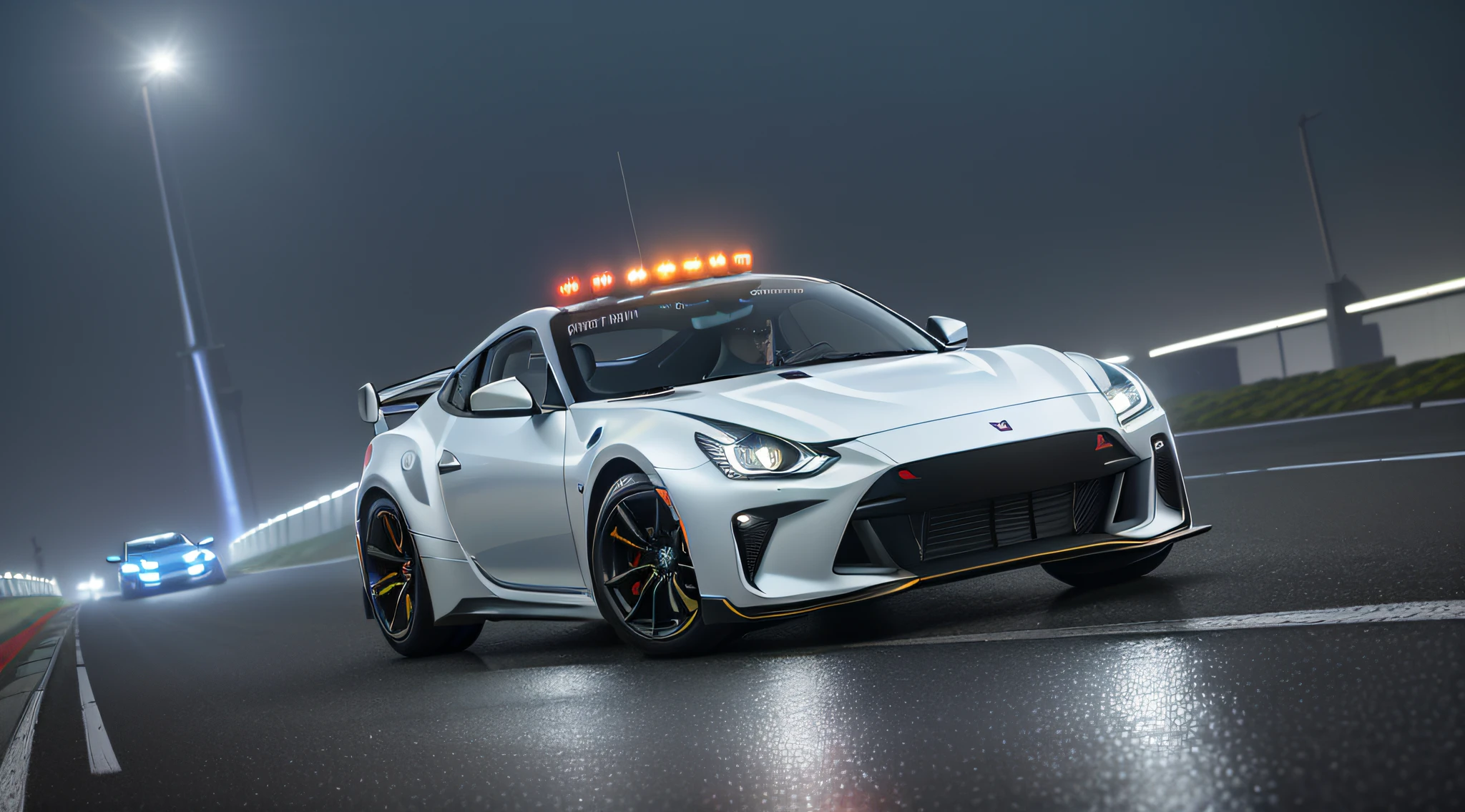((Highest Quality, 8K, Masterpiece 8k Resolution, Realistic Detail, High Detail, Low Kit, Racing Type, Metallic Black Color, 16-inch Wheels, Senimatic Lighting, 16K Image Quality, ((Highest Quality)), ((Masterpiece)), (High Definition: 3.8), 3D, HDR (High Dynamic Range), Ray Tracing, NVIDIA RTX, Super Resolution, Unreal 5, Subsurface Scattering, PBR Texturing, Post-Processing, Anisotropic Filtering, Depth of Field, Maximum Clarity and Sharpness, Multilayer Textures, Albedo and Specular Maps, Surface Shading, Accurate Simulation of Light-Material Interactions, Perfect Proportions, Octane Rendering, Two-tone Lighting, Low ISO, White Balance, Rule of Thirds, Wide Aperture, 8K RAW, (Masterpiece, Best Quality), (8k, RAW Photography, Best Quality, Masterpiece: 1.2), (Realistic, Photorealistic: 1.37), Ultra Detail, Car Focus, Backlight, Lens Flare, Depth of Field, Car, Sports Car, (Midnight Drift: 1) Photo, Fusion GTR35 and Fairlady Z, The front light is three-stage round and the beam light is lit, the paint is the highest grade, the tire is a tarmac slick tire, midnight, bay, city center, driving, the front skirt is sharp and small design, the overall futuristic design like Gundam, the street light shines, exposure time-lapse, glazed paint, the back skirt is integrated, large left and right even cyber design, moonlight, clear sky late night, smoke from the tires, Wind expression, tire slip smoke screen visible, light color is blue and normal, overall shooting, precise body structure, realistic photos, photo quality, muffler is silver and custom-made cyber design, gull wing structure modification, muffler to exhaust note, front air intake is variable and small, LED light on the front panel, camera F number is circular blur, perspective, Many screws at the front, elaborate rear wing,