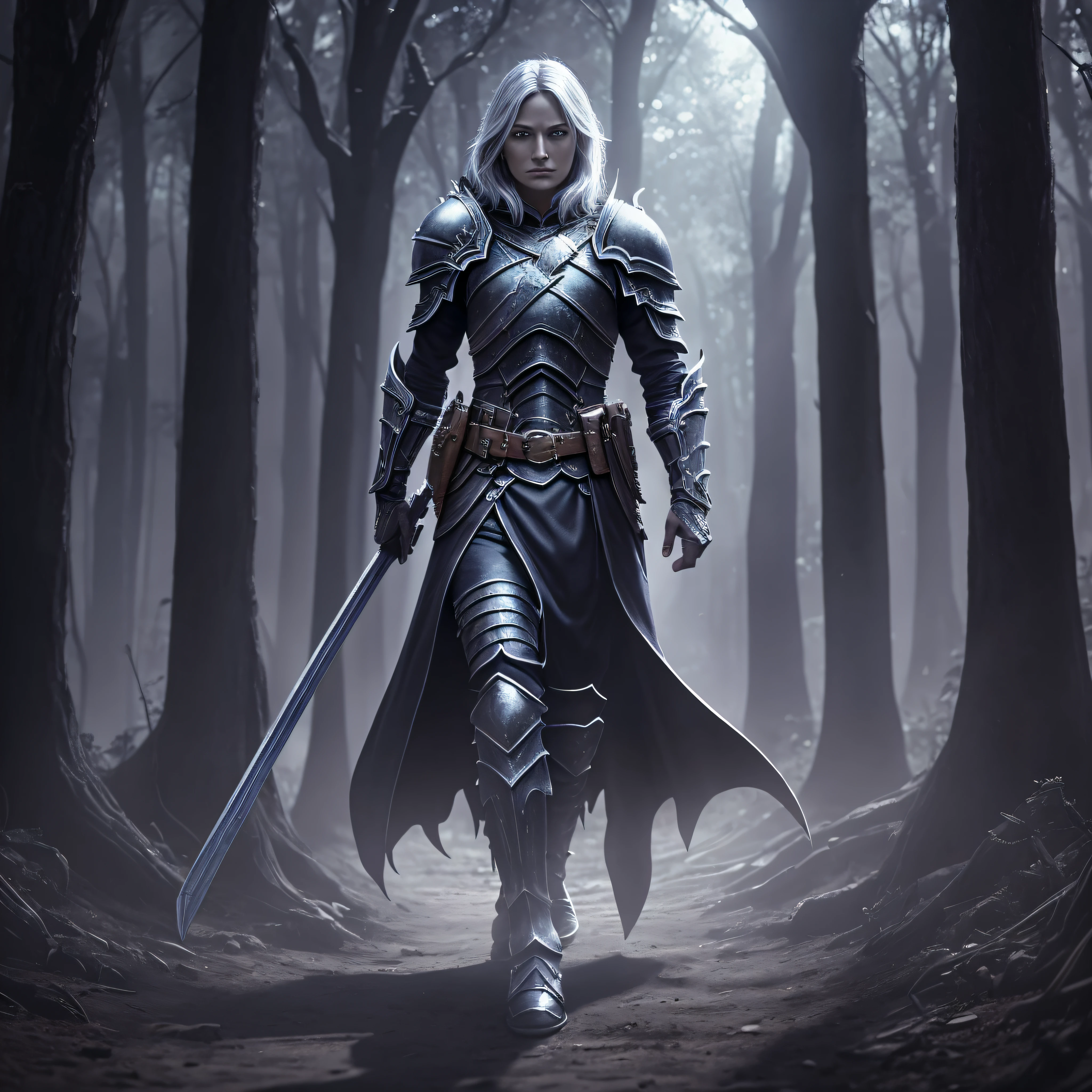 DnD, show the full-body, a Death Knight, chiaroscuro, hyperrealism, luminism, hd, very detailed, 4k, 8k, shot on a Nikon Z7 II and Nikon NIKKOR Z 105mm f/2.8 VR S, best quality, detailed face, detailed eyes, detailed pupils, detailed clothes and features, clear background --auto --s2