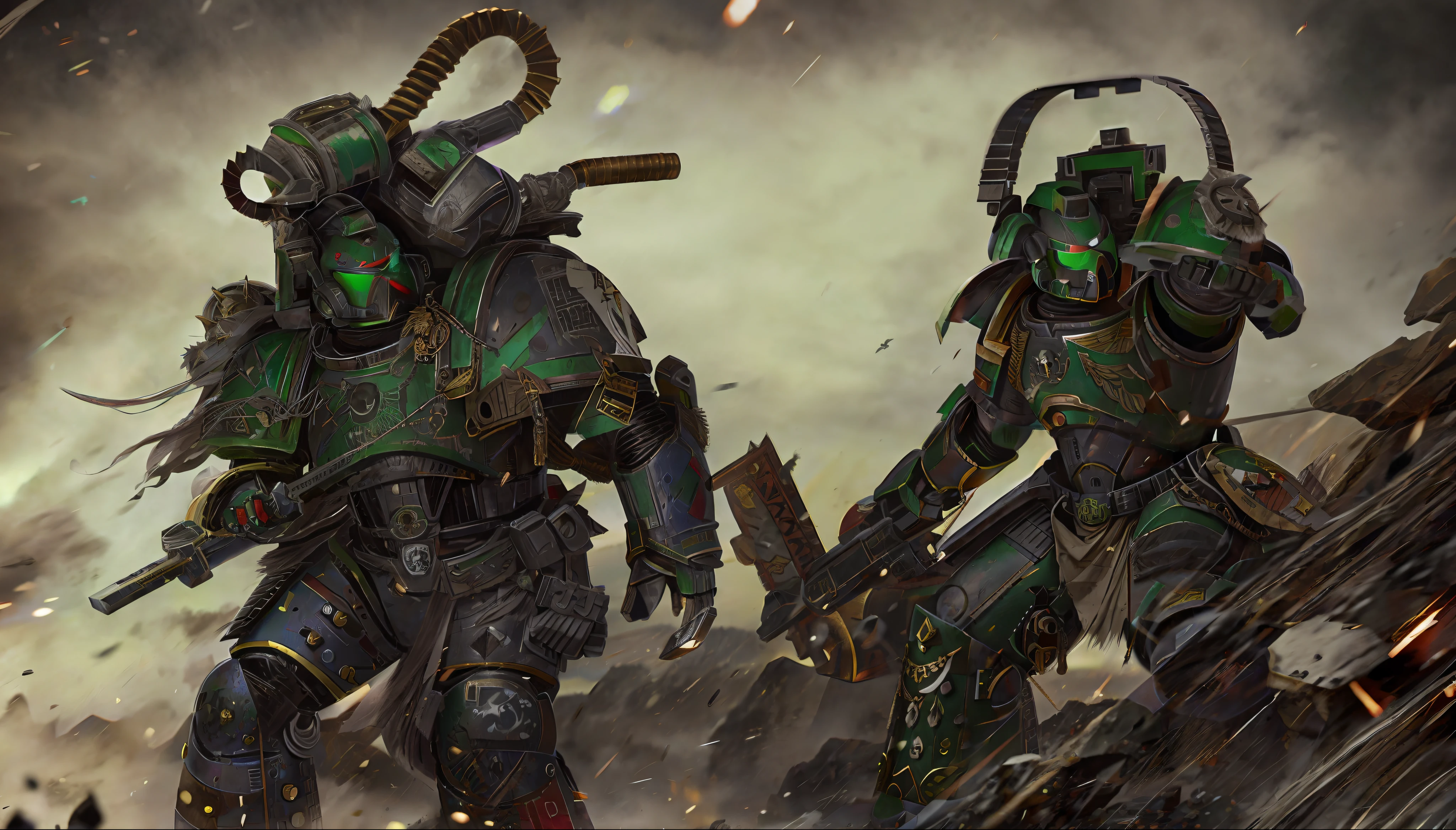 A space marine pulling weight, he trains in a gym, with his armor, super realistic, cinematc, 16k. It's just a Space Marine