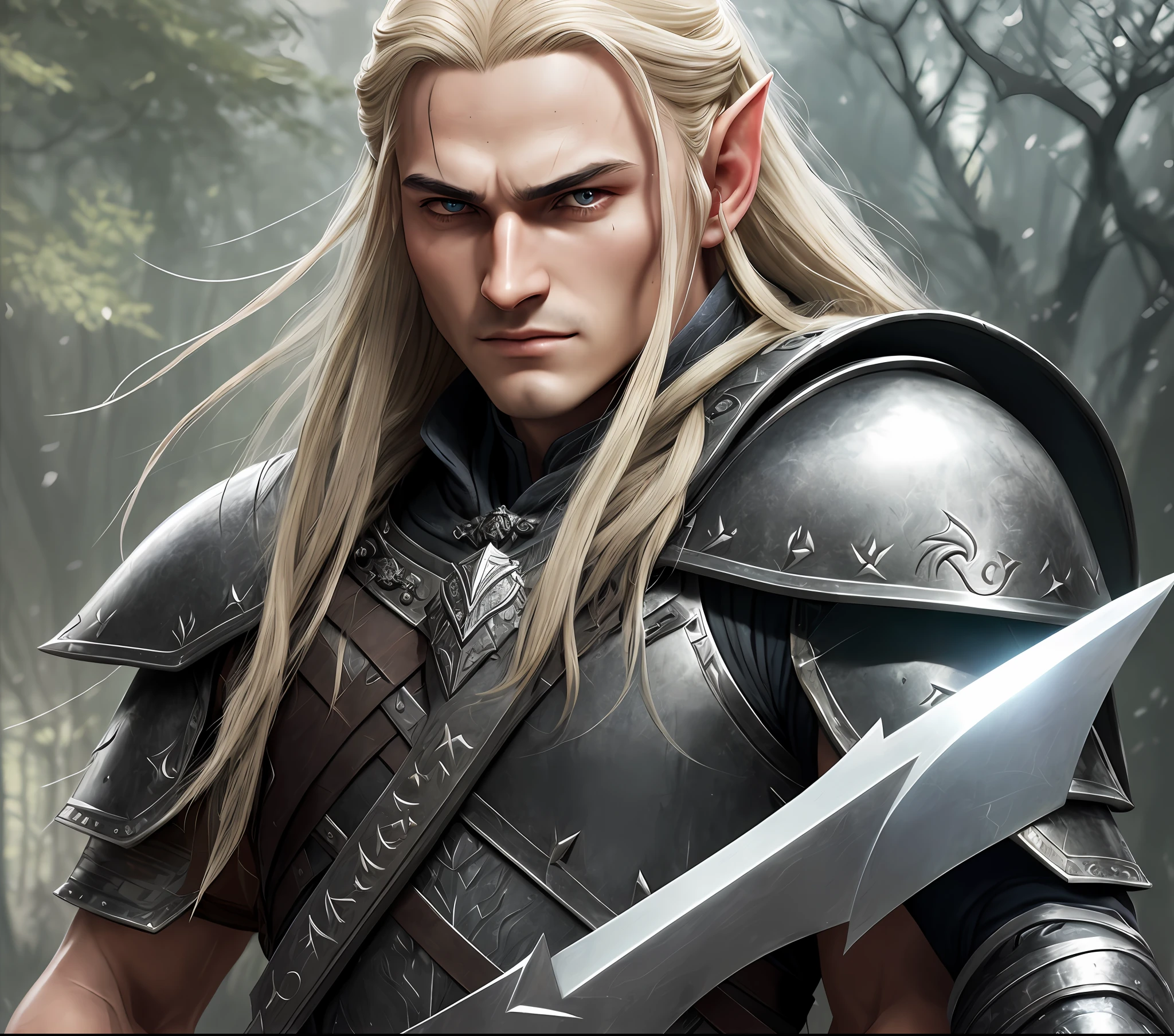 High detail RAW color art, animation,
Legolas from LOTR as Arthas Menethil, (clean face), ((platemail armor)), cape with chain, (elven ears), battle on volcano
mane of black hairs, fight, londsword in hand,
orcs on background, high detailed face,
magical atmosphere, (muscle), (detailed skin, skin texture), intricately detailed, fine details, hyperdetailed, raytracing, subsurface scattering, diffused soft lighting, shallow depth of field, by (Oliver Wetter)
Atey Ghailan, by Jeremy Mann, Greg Manchess, Antonio Moro, trending on ArtStation, trending on CGSociety, Intricate, High Detail, Sharp focus, dramatic, photorealistic painting art by midjourney and greg rutkowski, bokeh on background