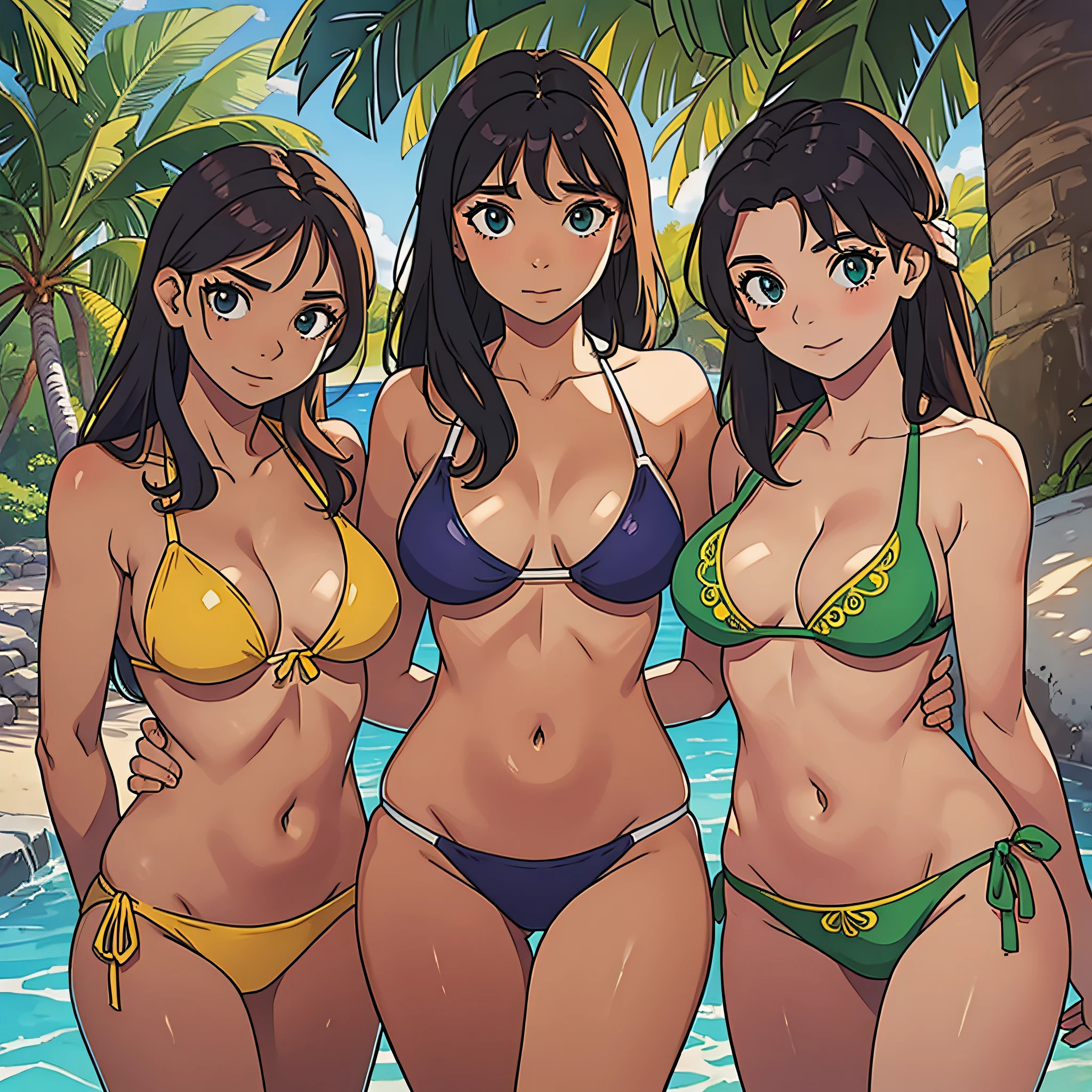 Three Brazilian women in bikinis