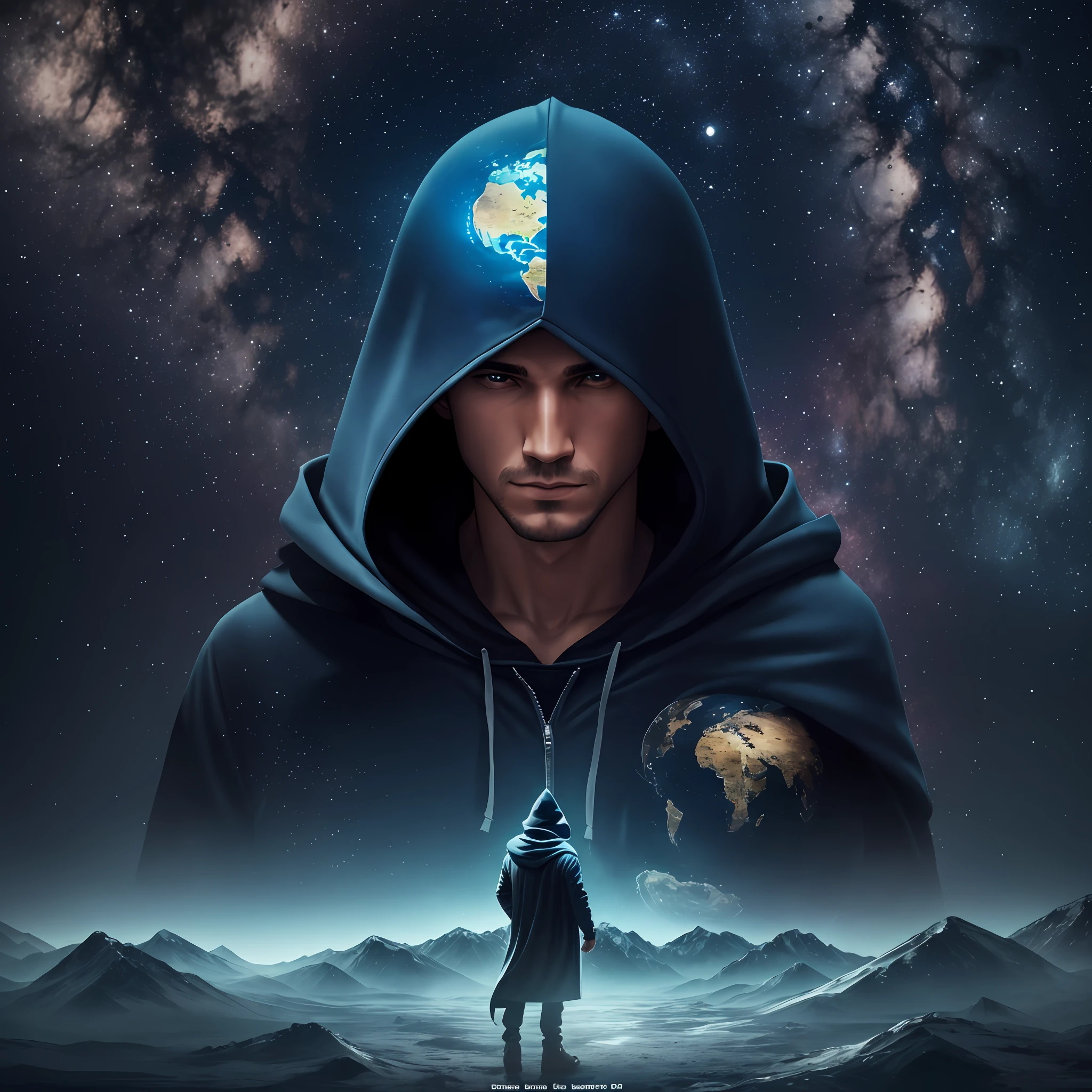 A hooded man holding the world --auto --s2