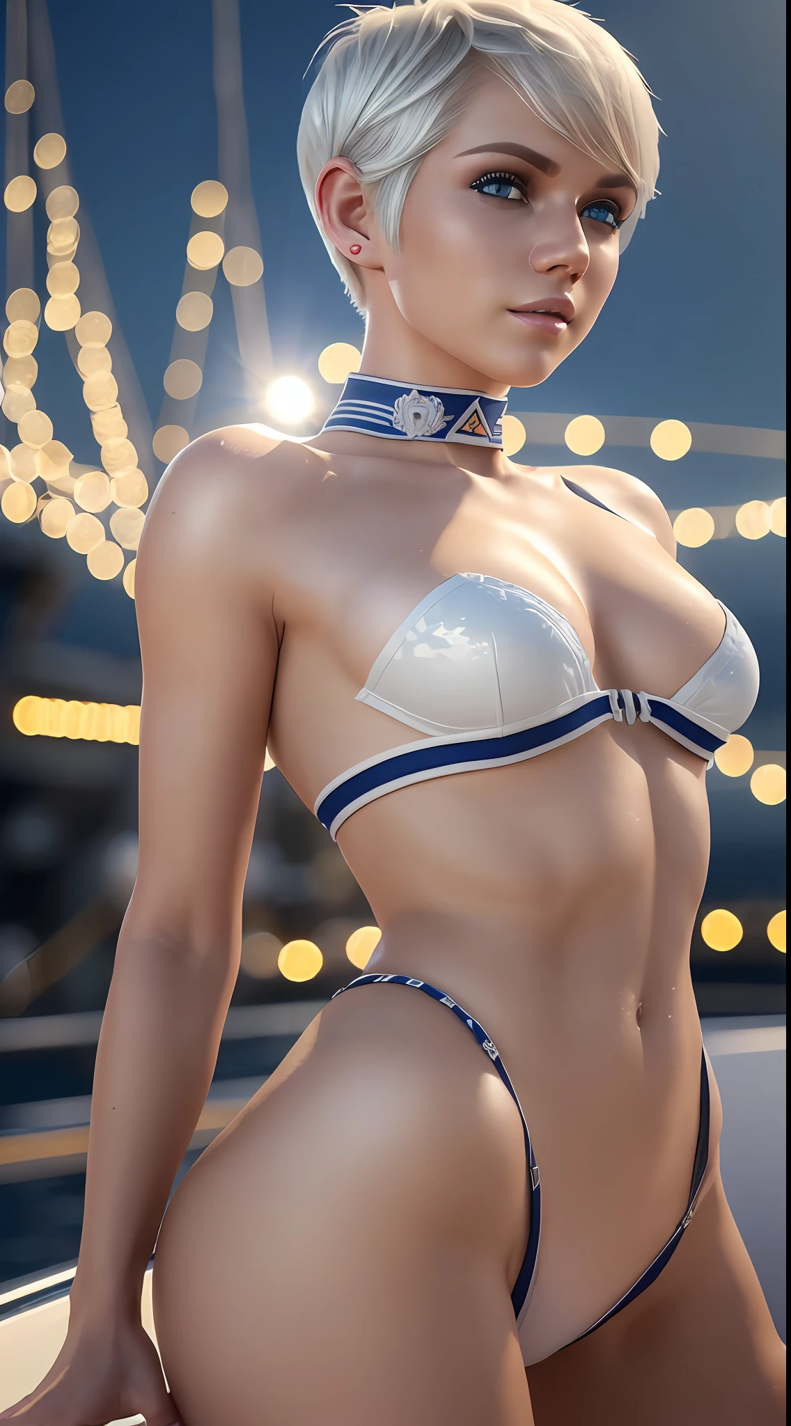 (((sfw))), beautiful white swedish blonde woman a sailor on a warship, 21 years old, platinum hair, short hair, (((pixie cut))), devil smile, azure eyes, big ass, sexy abs, (masterpiece:1.25) (photorealistic:1.5) (bokeh) (best quality) (intricate details) (8k) (high poly) (ray tracing) (cinematic lighting) (sharp focus) (detailed face) (detailed pupils)