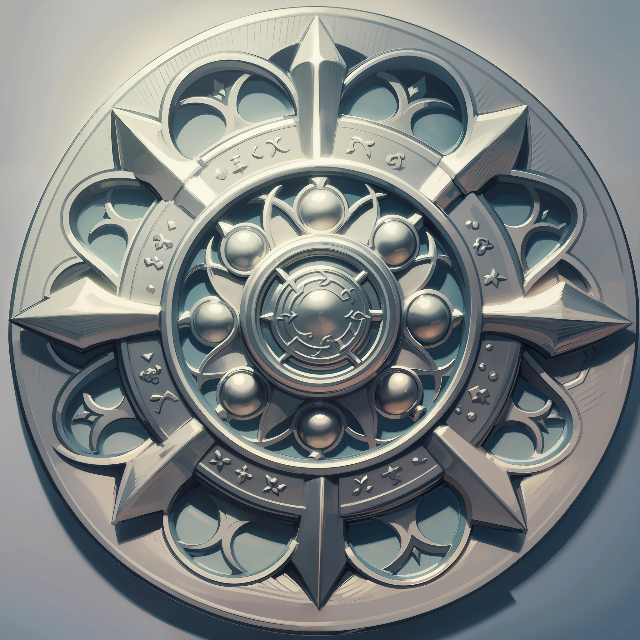 (Best quality) A Celtic style silver badge, no figures, Celtic motif in the center of the coat of arms, positive perspective, pencil single pigment drawing, exquisite details, --s2