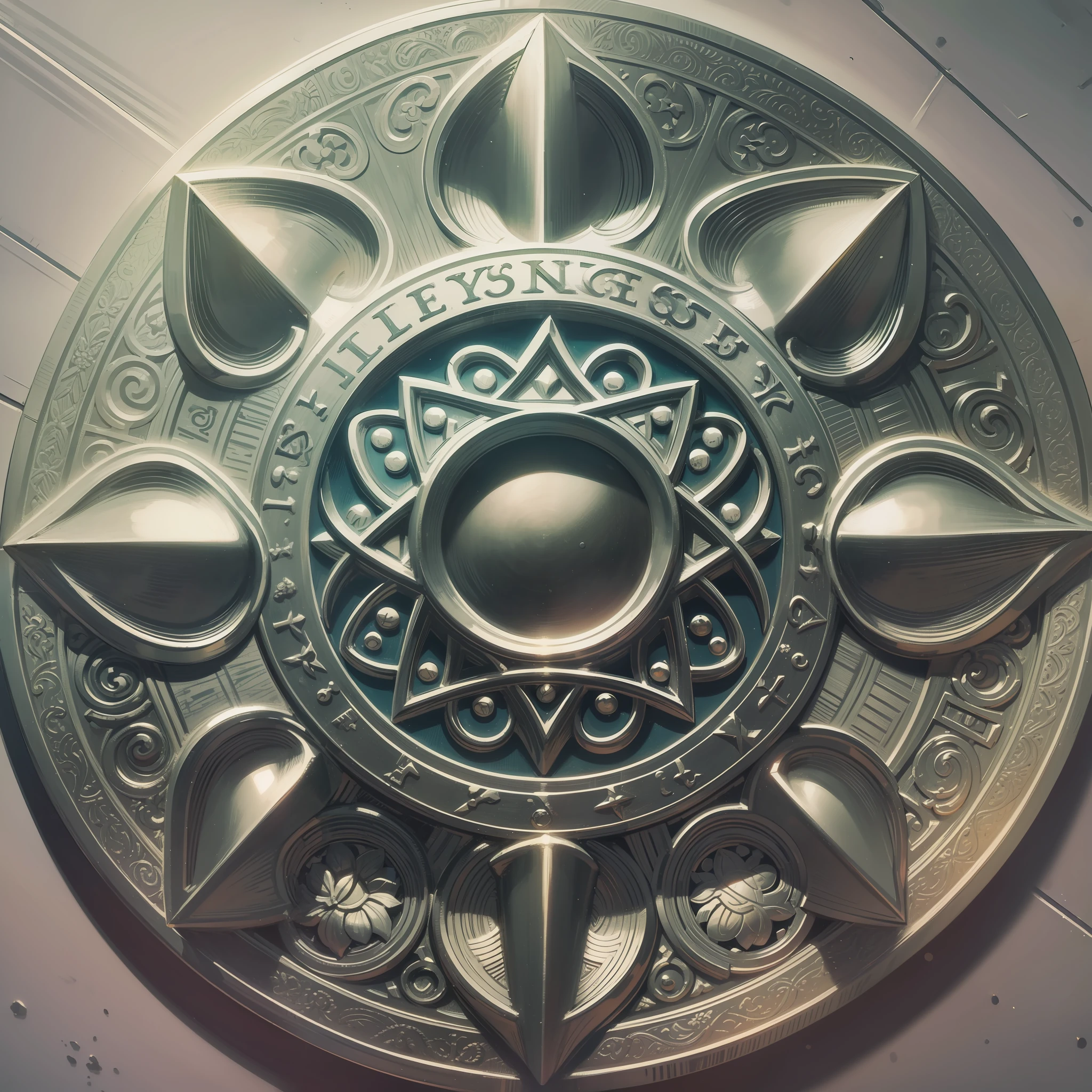 (Best quality) A Celtic style silver badge, no figures, Celtic motif in the center of the coat of arms, positive perspective, pencil single pigment drawing, exquisite details, --s2