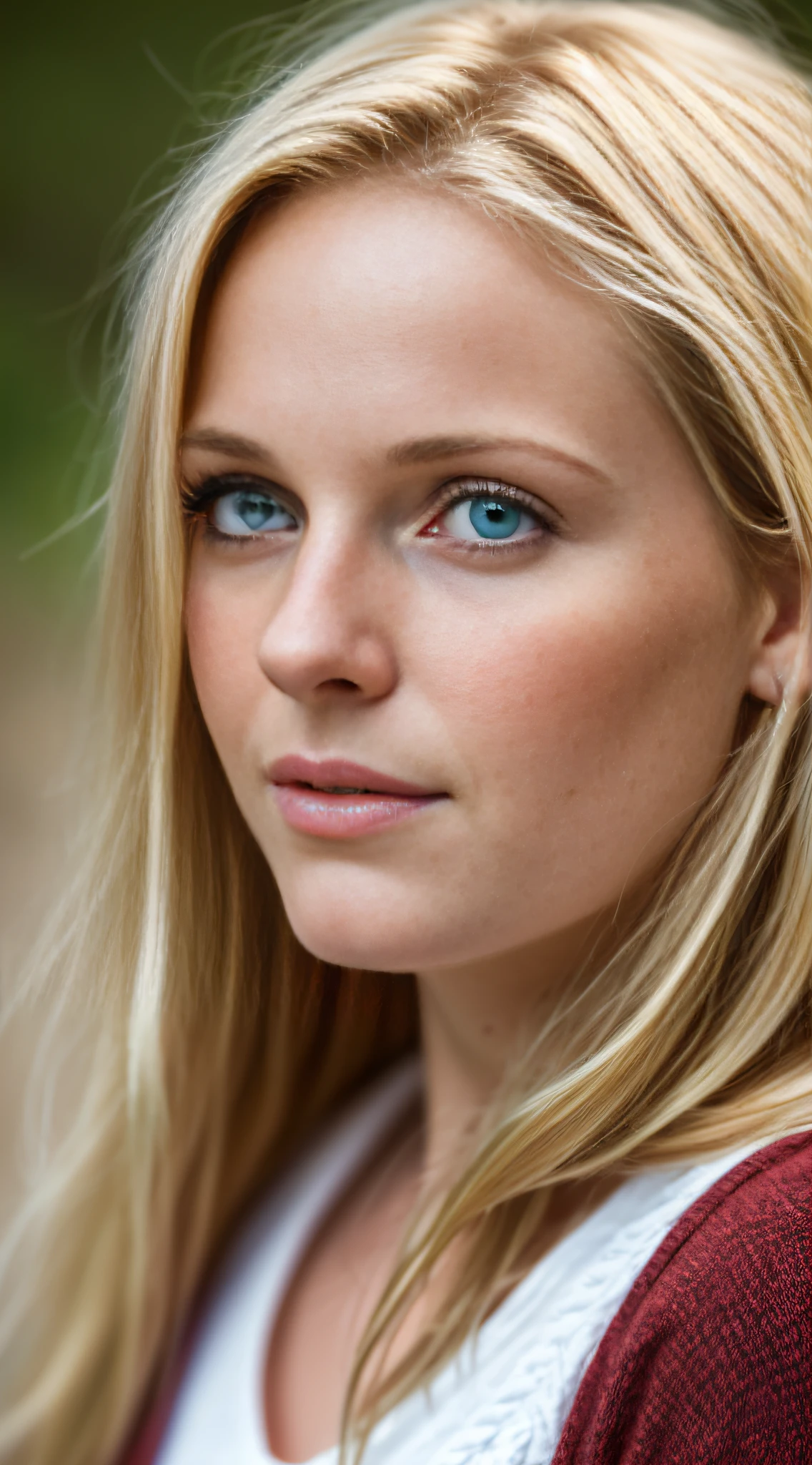 realistic photo of an 18-year-old girl, blonde hair, (8k extremely detailed CG unit wallpaper), photo of the most beautiful artwork in the world, professional majestic (photograph by Steve McCurry), 8k uhd, dslr, soft lighting, high quality, film grain, sharp focus Fujifilm XT3, f 5.6, high detail, sharp focus, dramatic, (looking at the viewer:  1.2), (natural light)