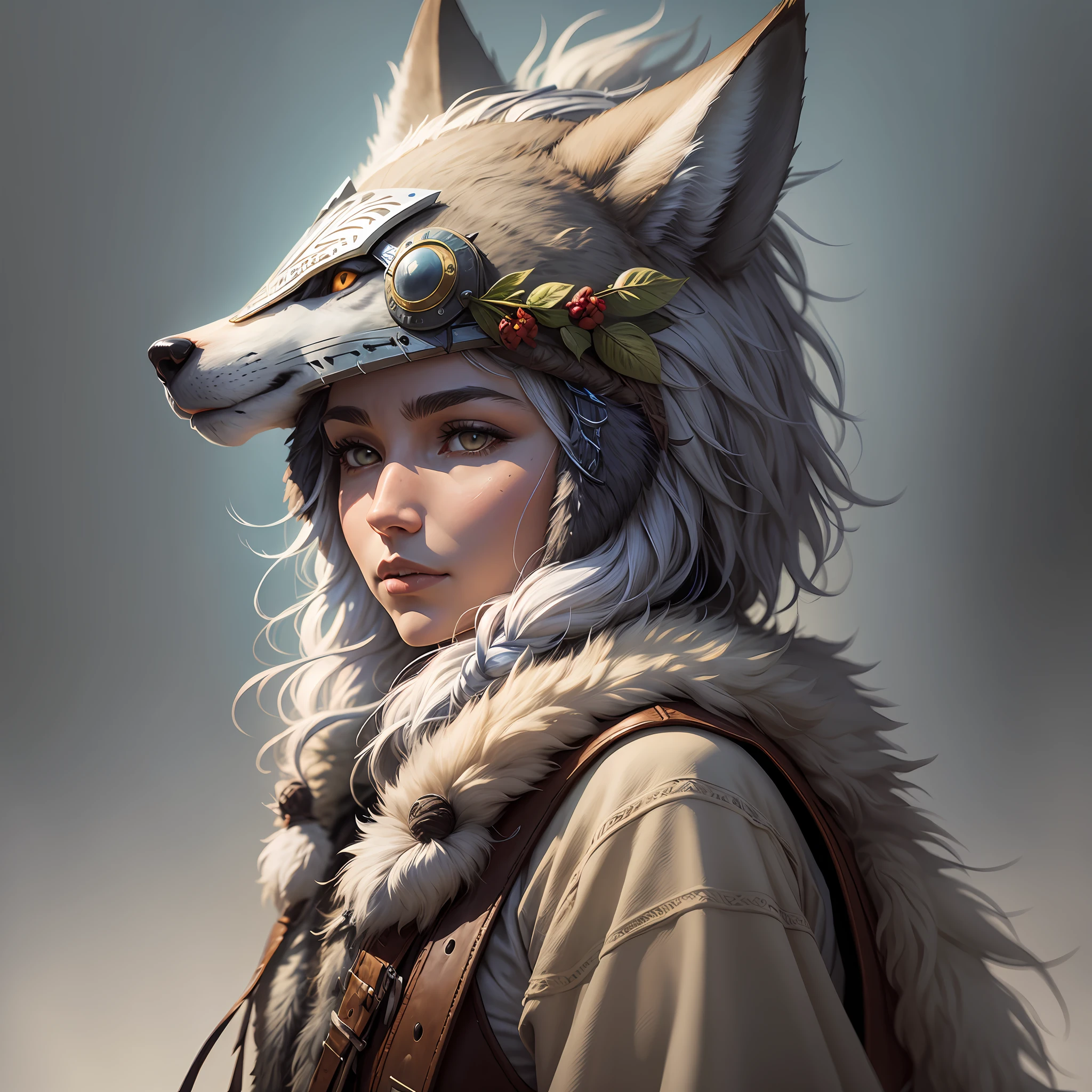 A indigenous druid with a wolf skin helmet --auto --s2