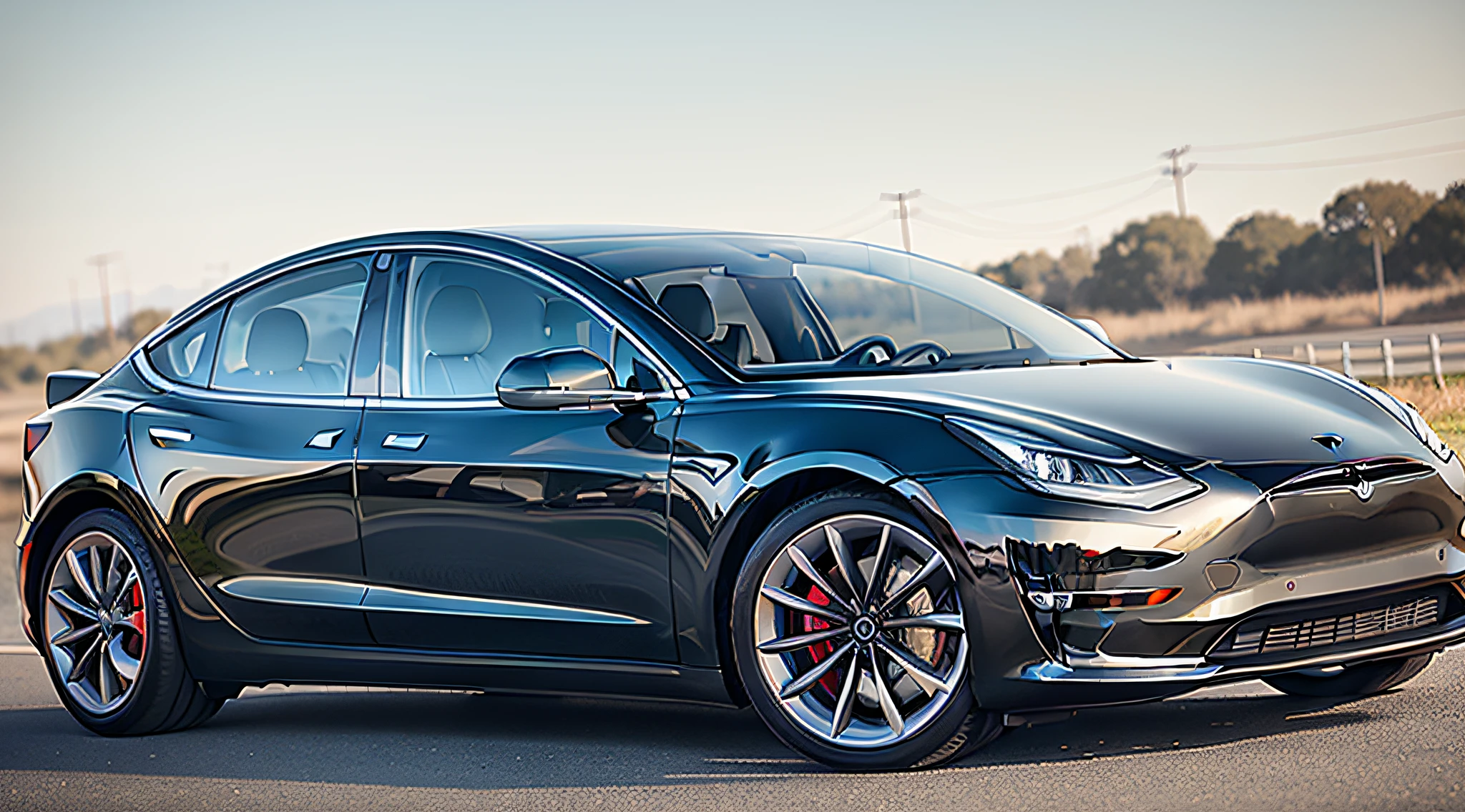 A Tesla Model 3 on a road