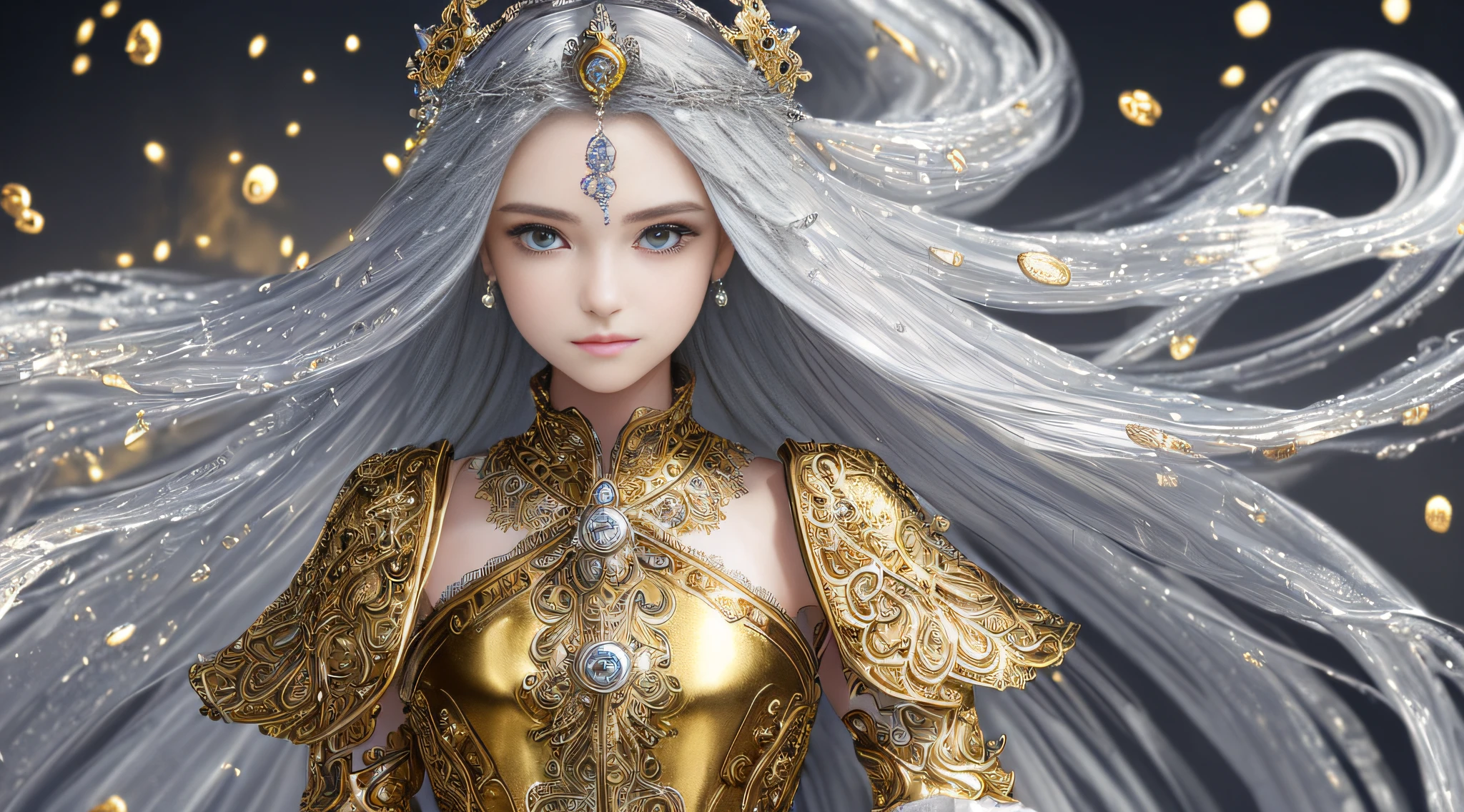 masterpiece, best quality, best quality, Amazing, beautiful detailed eyes,girl, finely detailed, Depth of field, extremely detailed CG unity 8k wallpaper, full body,(other Minato aqua:1.1), (a girl wears Clothes with a silver texture:1.2),(extremely gorgeous metal style:1.2),(Metal crown with ornate stripes:1.2),(Various metals background:1.4),Sputtered molten iron,(floating hair:1.1),(Hair like melted metal:1.2),(detailed face:1.2), (detailed eyes:1.2),(Clothes made of silver:1.2),(Clothes with gold lace:1.2),full body,(flowing gold and silver:1.3),(everything flowing and melt:1.3),(flowing iron:1.3),(flowing silver:1.3),(lace flowing and melt:1.3)