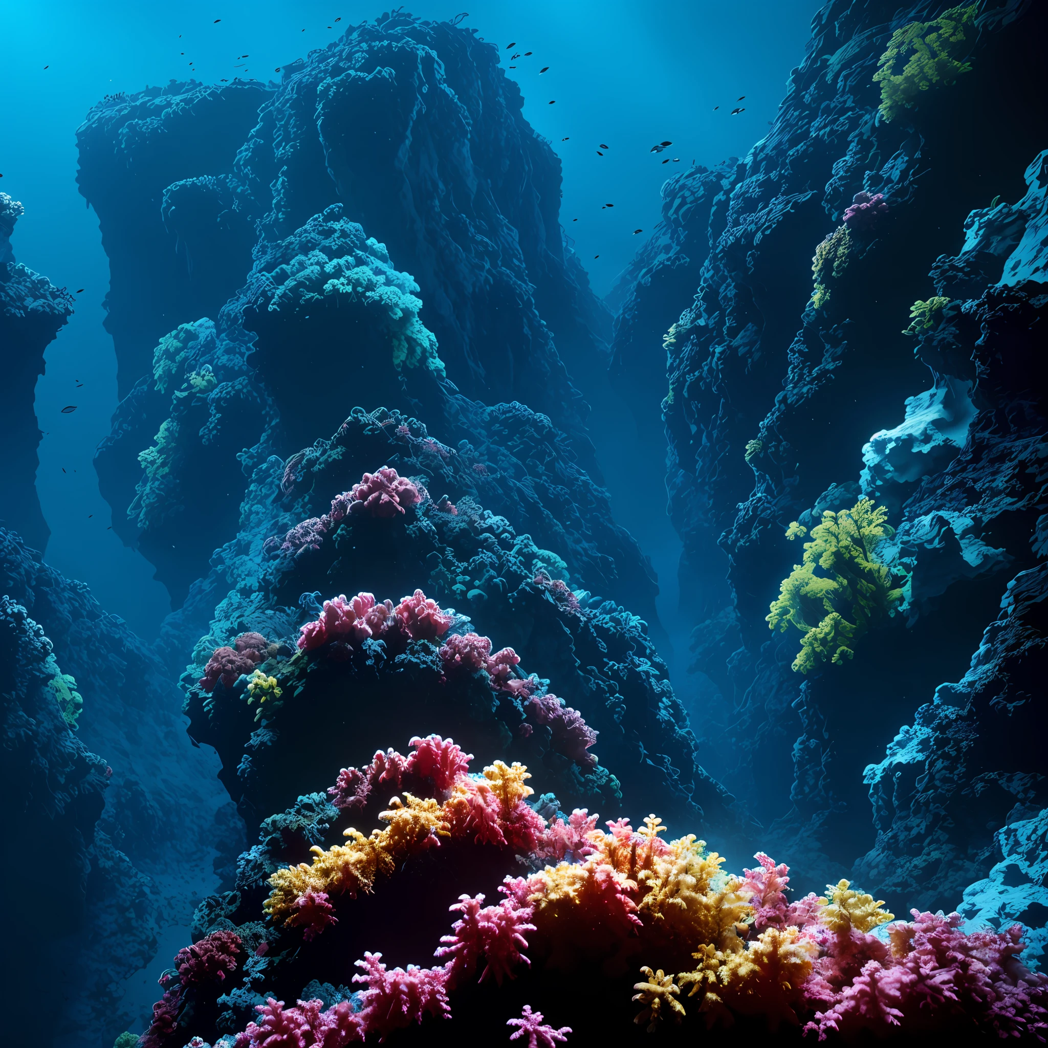 Abyssal Symphony, stunning Mariana Trench, cinematic, atmospheric, filmed, detailed photo