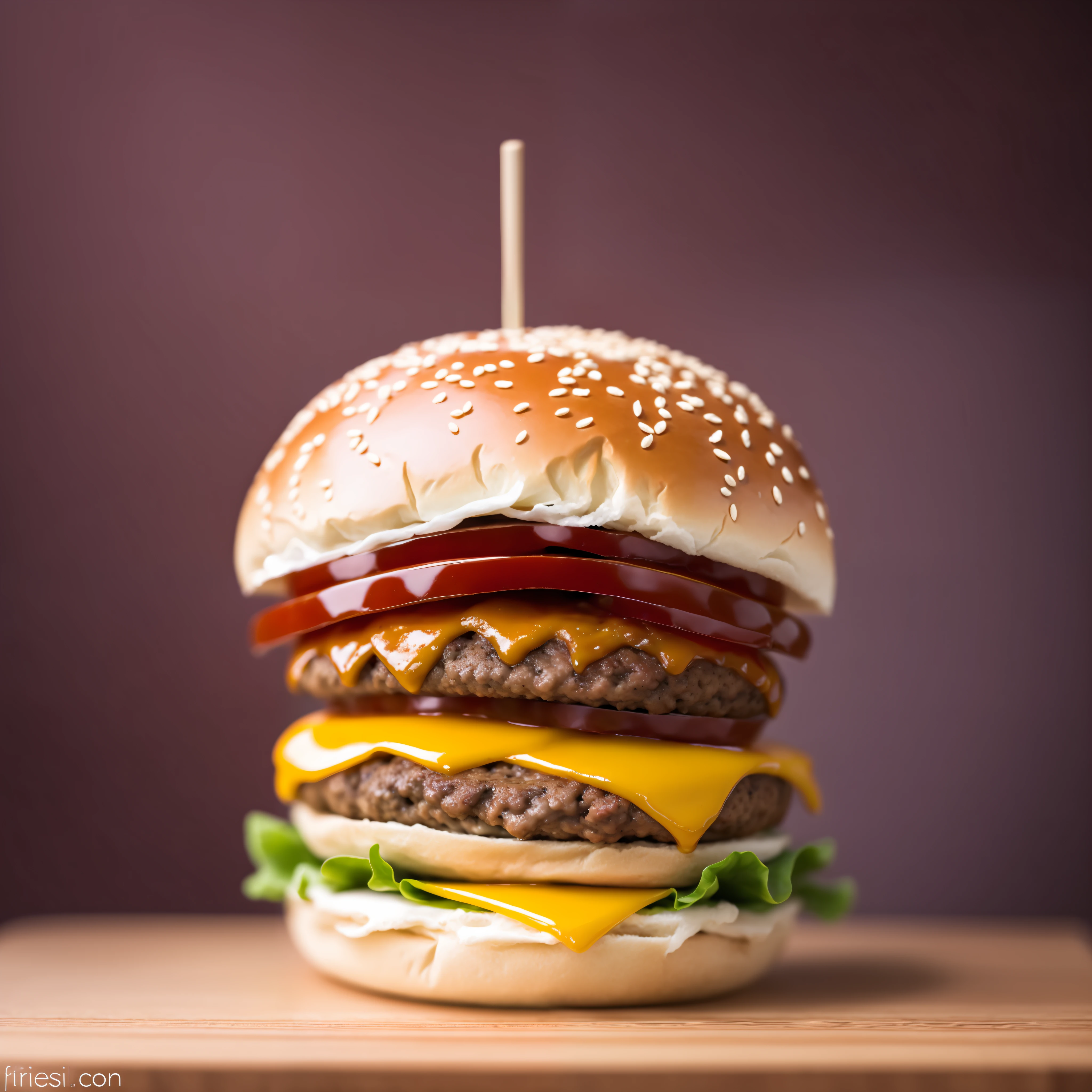 image with side view, 1 hamburger with meat and cheese on a bun, juicy burger, smoked layers, professional food photography, high quality food photography, 4K food photography, dark background