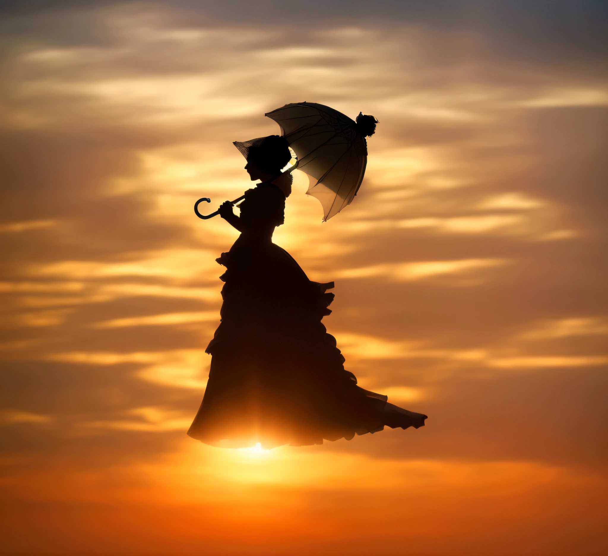 there is a woman in a long dress holding an umbrella, empire silhouette, silhoutte, silhouette, silhouettes, single silhouette figure, victorian lady, half-turned lady in evening gown, young victorian sad fancy lady, clear silhouette, elegant lady with alabaster skin, unique silhouettes, ghostly silhouettes, siluettes, elegant lady, without text