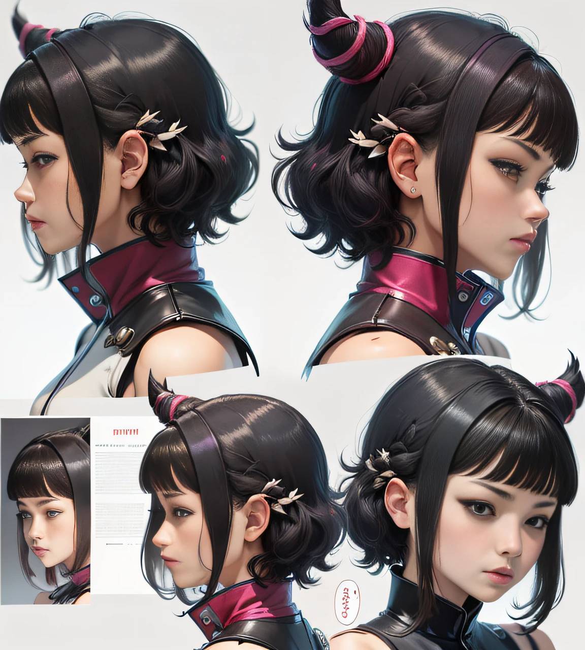 ((masterpiece)),(((best quality))),(character design sheet, same character, front, side, back), illustration, 1 girl, hair color, bangs, hairstyle fax, eyes, environment change scene, hairstyle fax, Zitai pose, woman, Shangyi shirt, star, Charturnbetalora, (single background, white background: 1.3), --6 different poses, kawai
