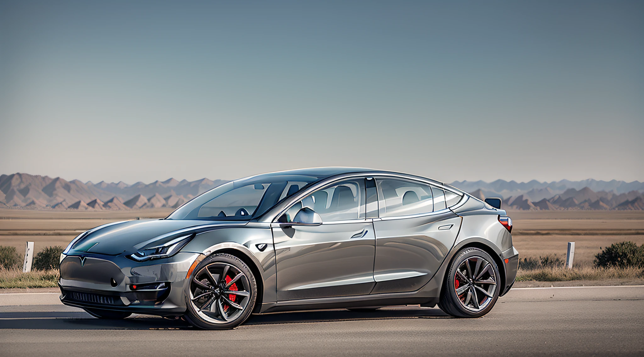 Tesla Model 3 traveling on the road