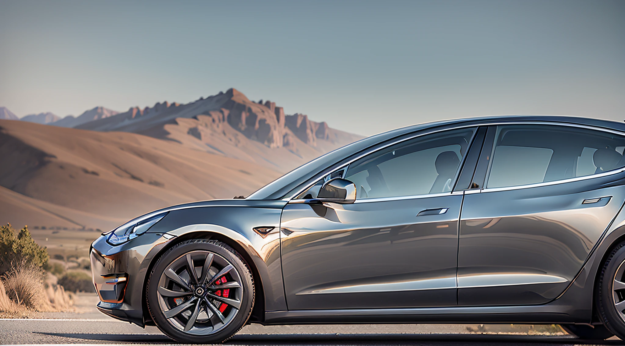 Tesla Model 3 traveling on the road