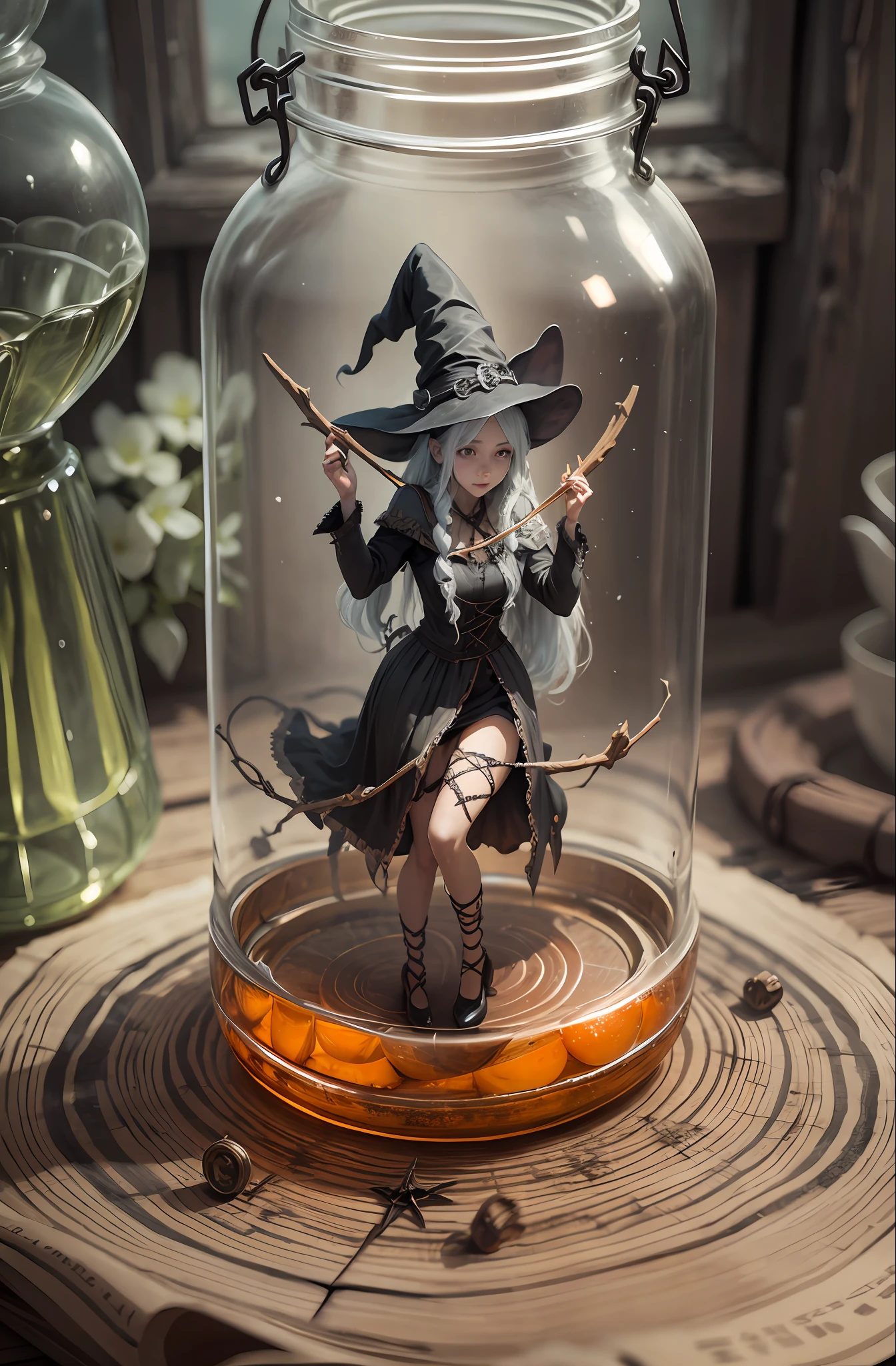 Captured witch full inside a glass bottle --auto --s2