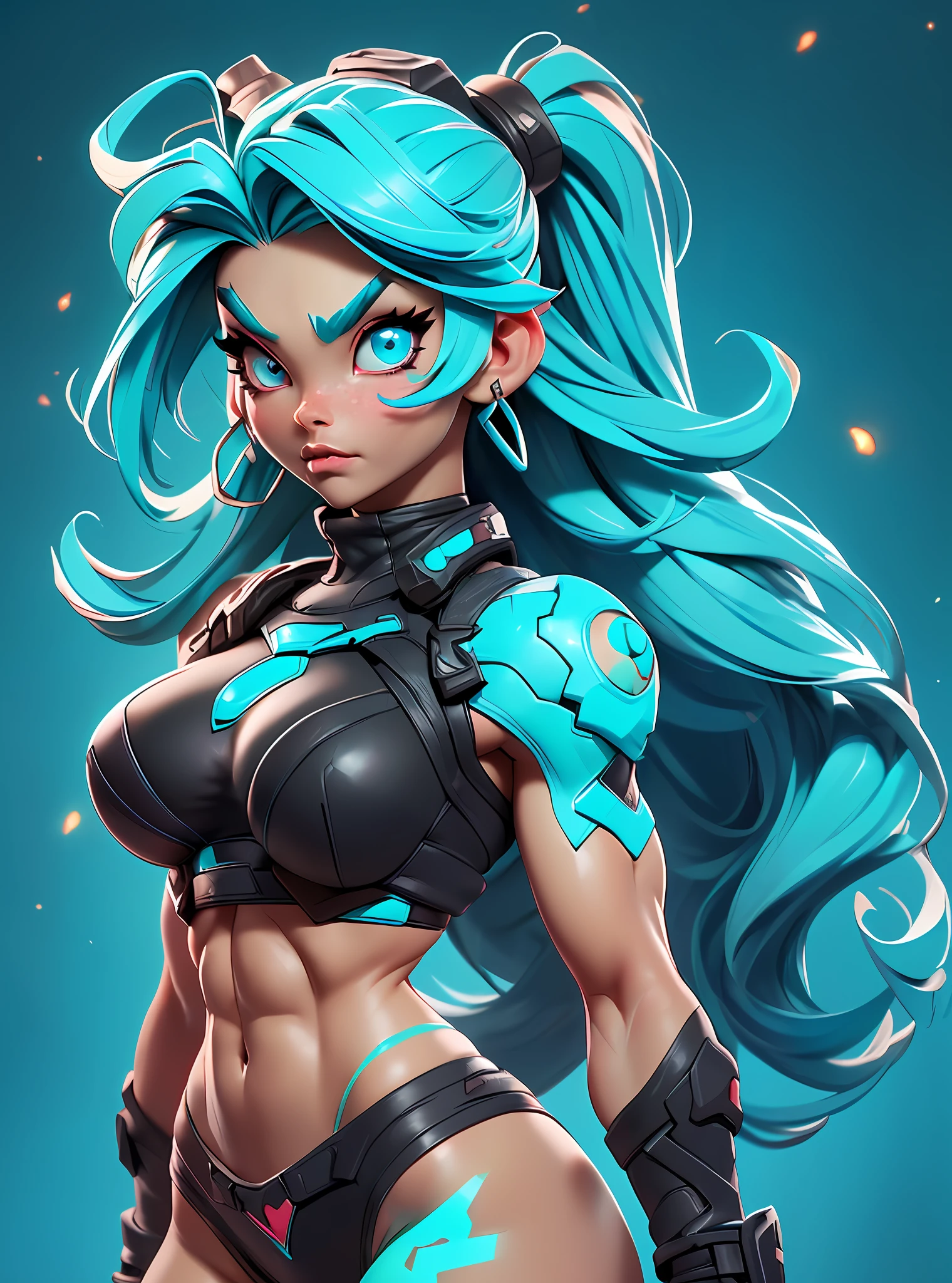 solo, girl with goth colors, (fit, muscular abs), She has ((turquoise hair))
(wears black thong, red pattern:1.2), (camel-toe)
detailed eyes, She has ((turquoise hair),
(clear background:1.35), (particles ,firefly, blue glowing):1.3,