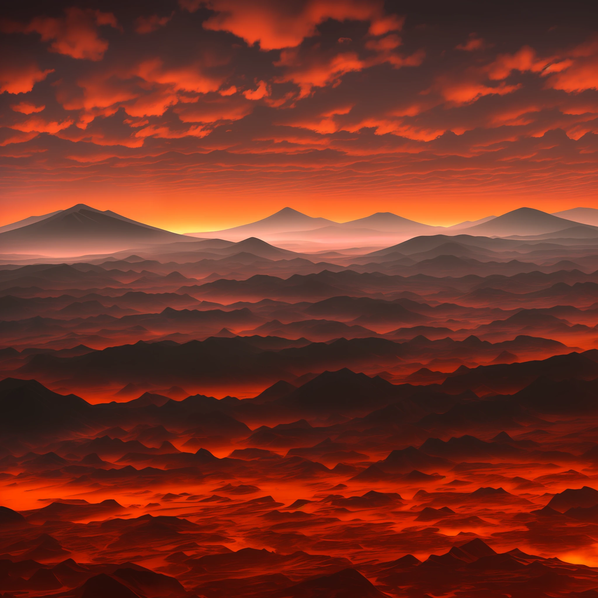 Landscape of a hellish horizon, full of chaos --auto --s2