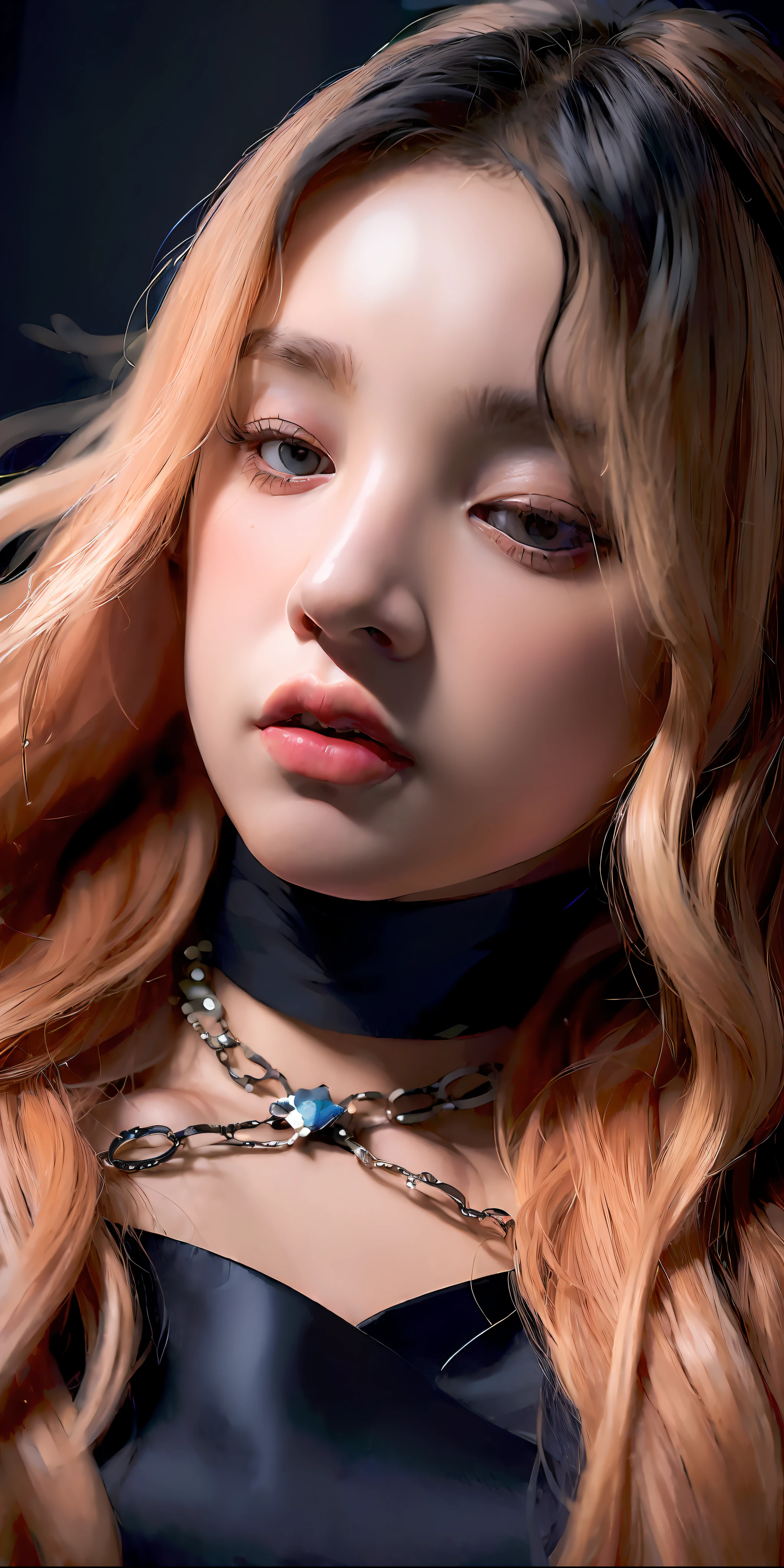 (in the dark:1.6), Hyperrealist portrait of female by david hockney and alphonse mucha,fantasy art, photo realistic, dynamic lighting, artstation, poster, volumetric lighting, very detailed faces, 4 k, award winning, perfect face, detail face, 1girl, in the dark, deep shadow, low key, close-up ,(official clothing:1.4) , long hair