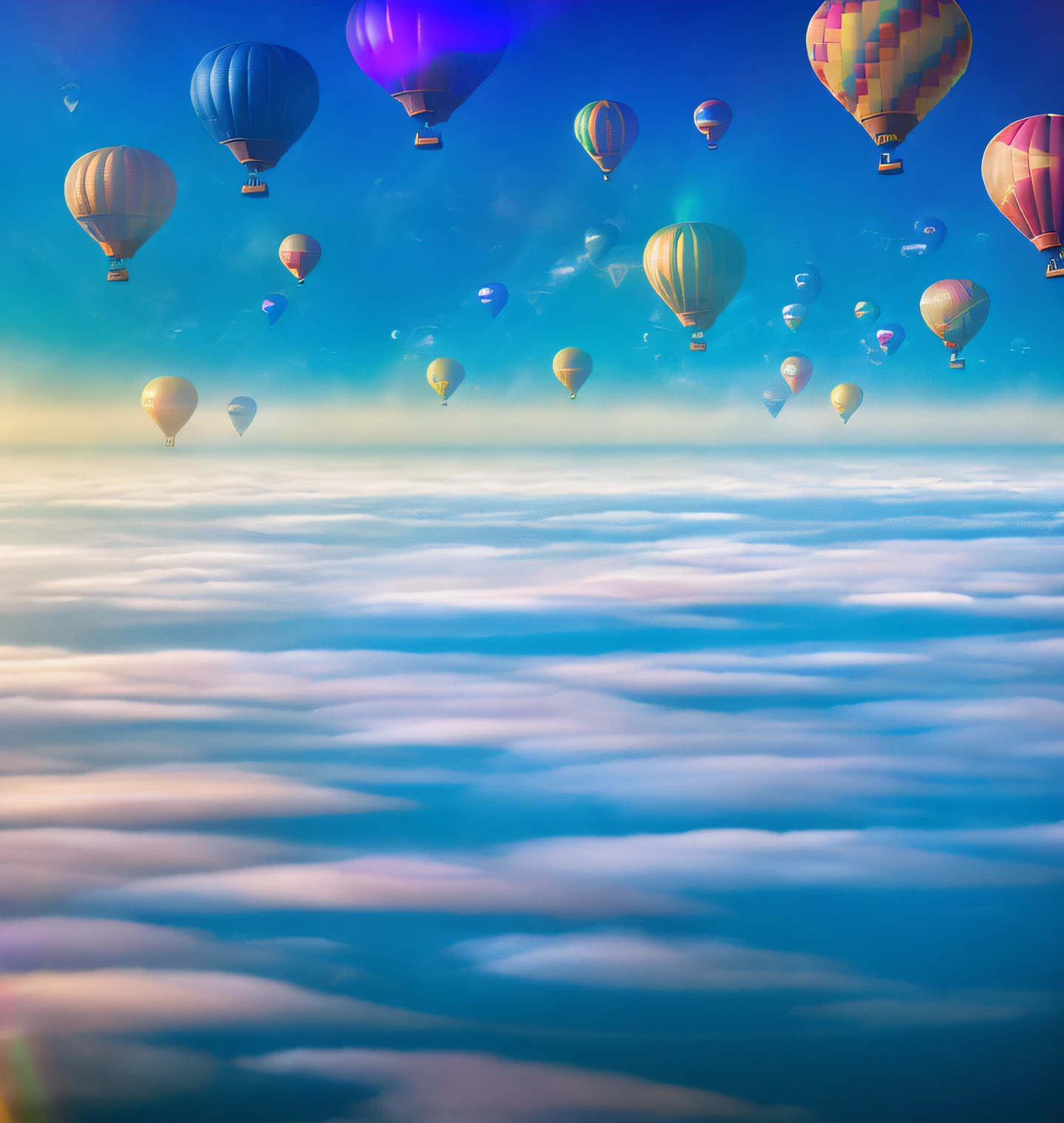((🎈 City in the Sky composed of hot air balloons)), artwork-quality quality, particle rendering, ({vivid} high saturation), ({floating} suspended), ({water} water surface) scenes, under ({🌈 ☀️ 🔮 sunlight} sunlight), (🌊 🌫️{fog} fog) surrounded by extremely distant perspectives. --v6