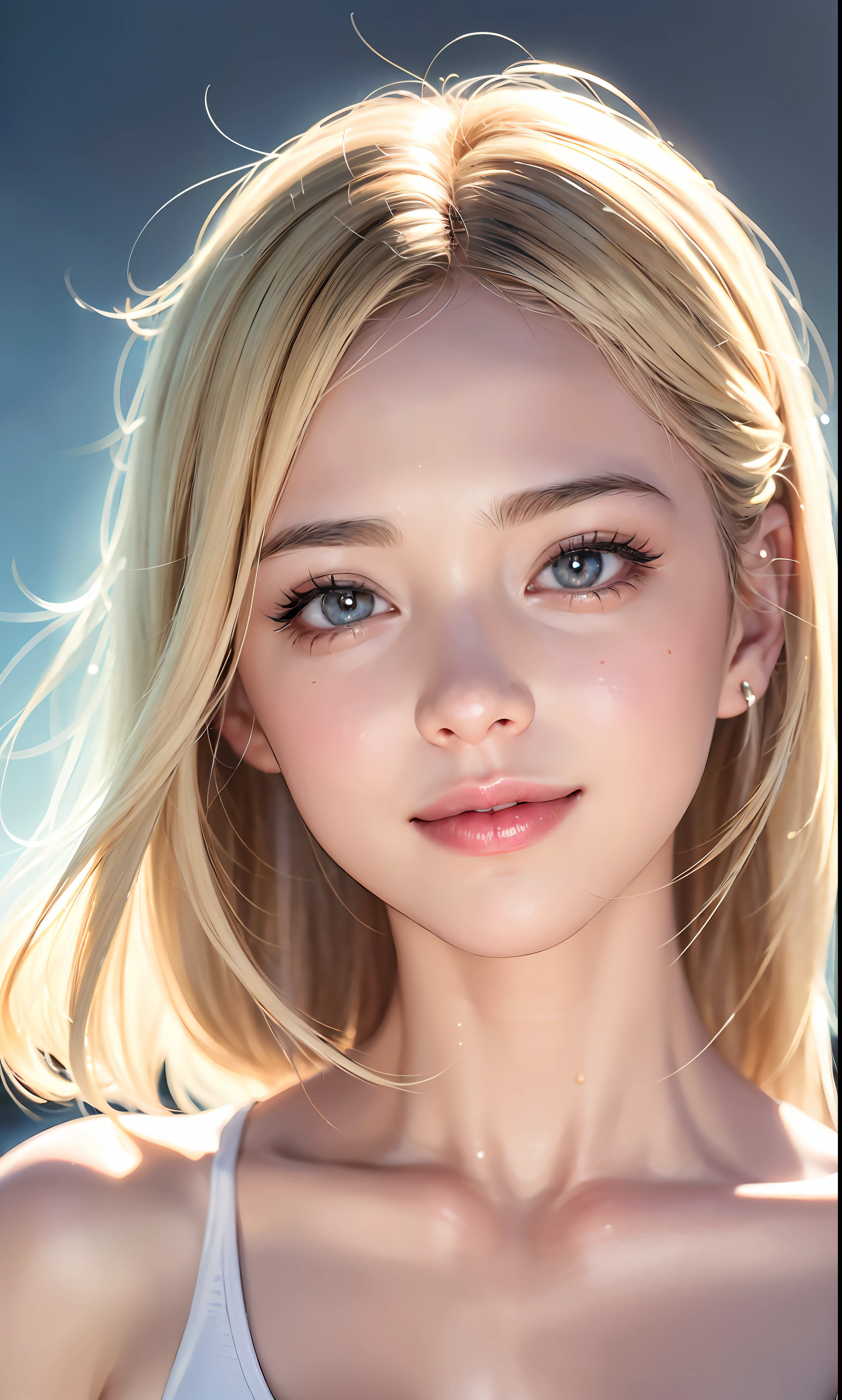 (8k, RAW photo, photorealistic: 1.25), (lip gloss, eyelashes, smiling, bright face, glowing skin, best quality, ultra high resolution, depth of field, chromatic aberration, caustic, wide lighting, natural shading) looking at the viewer with a serene bliss, diffused light