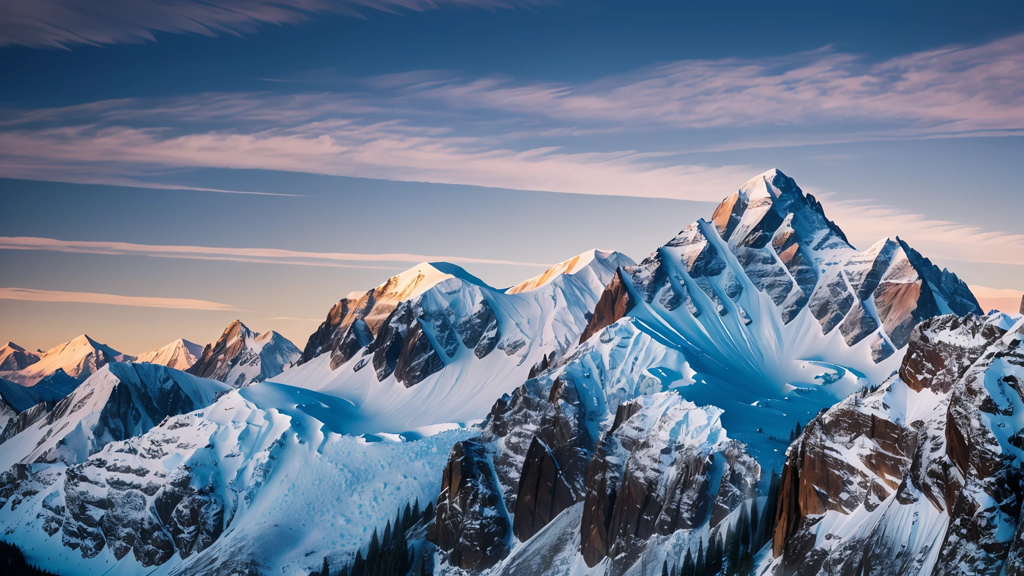 beautiful snowy mountain terrain, chiaroscuro, hyperrealism, luminism, hd, very detailed, 4k, 8k, shot on a Nikon Z7 II and Nikon NIKKOR Z 105mm f/2.8 VR S, best quality, --auto --s2