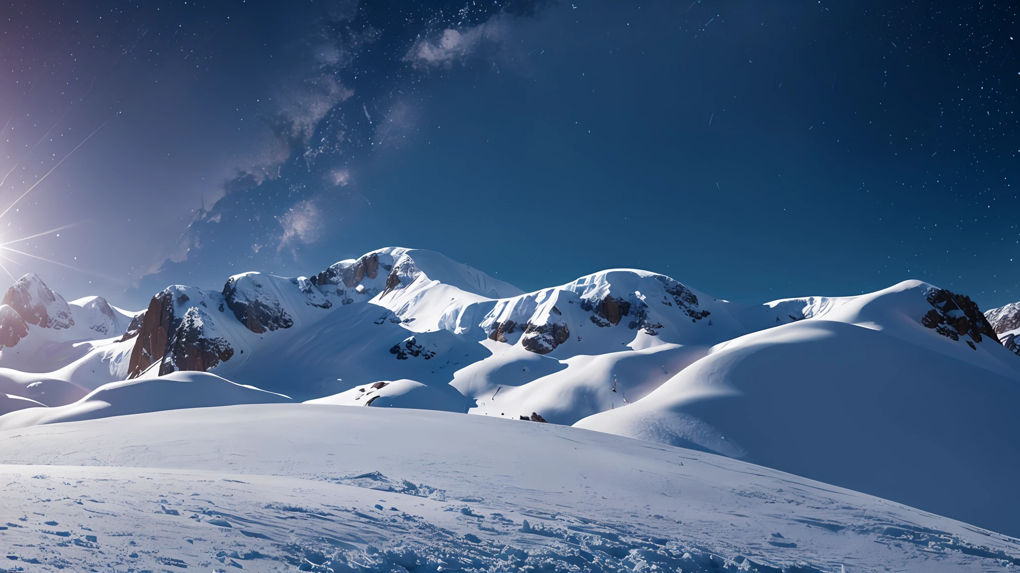 beautiful snowy mountain terrain, chiaroscuro, hyperrealism, luminism, hd, very detailed, 4k, 8k, shot on a Nikon Z7 II and Nikon NIKKOR Z 105mm f/2.8 VR S, best quality, --auto --s2