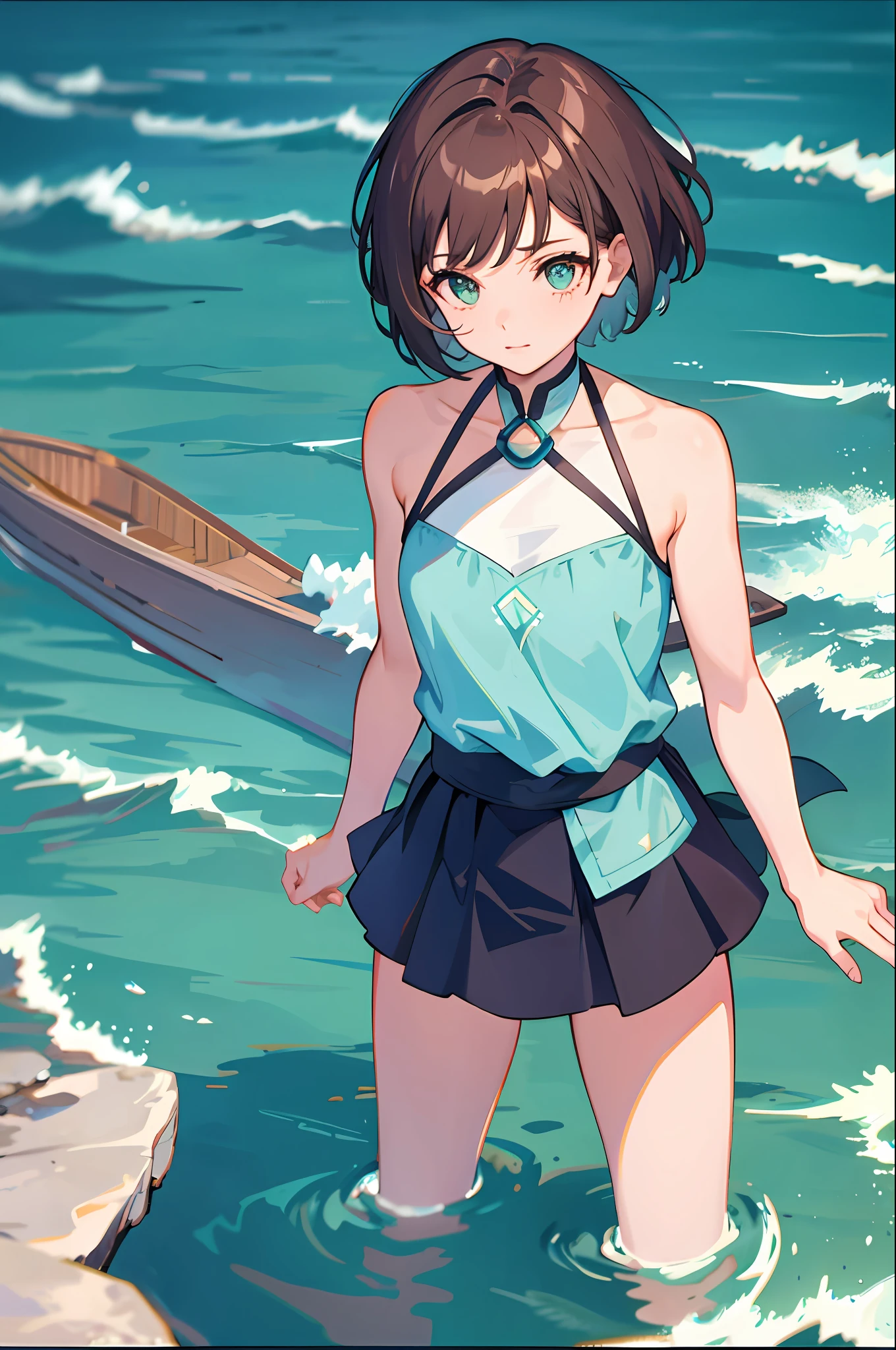 1girl, short hair, cetus, coda, ocean