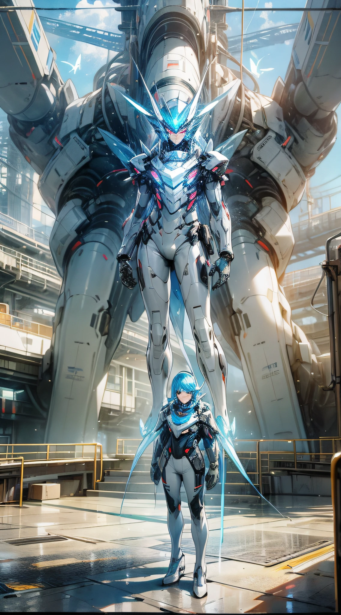 man in white clothes, suit and tailored pants, futuristic, in front of a large white technological ship in the background, technology, white is the predominant color, fluorescent blue butterflies in the landscape, lights, fluorescent colors, Full body + ultra, realistic, ultra realistic details, cinematic style Clear Light + full body, 8k, rendering, ultra detailed, side light, sunlight beauty, clear light --auto --s2