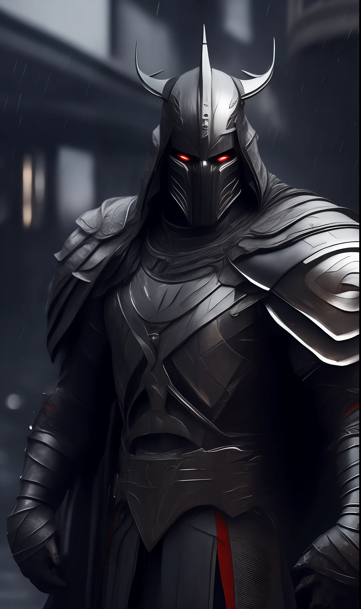 photo of Silver Samurai from Marvel standing outside the city 17, rainy, rtx, octane, unreal