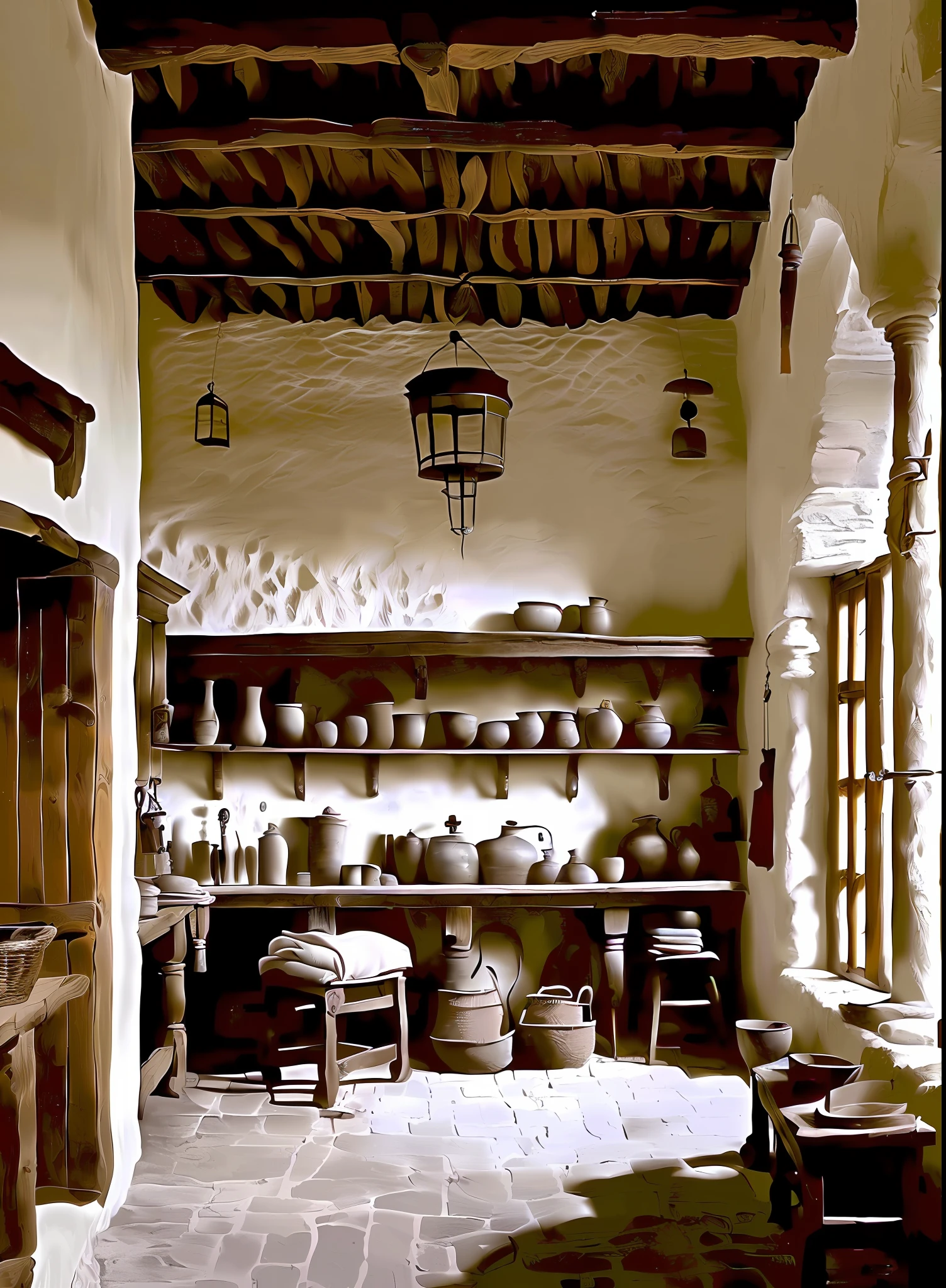 In this medieval hospital, the courage and knowledge of doctors are put to the test, using rudimentary equipment, but advanced for the time. The hope of healing and relief hangs in the air, even amid the limitations of medieval medicine.