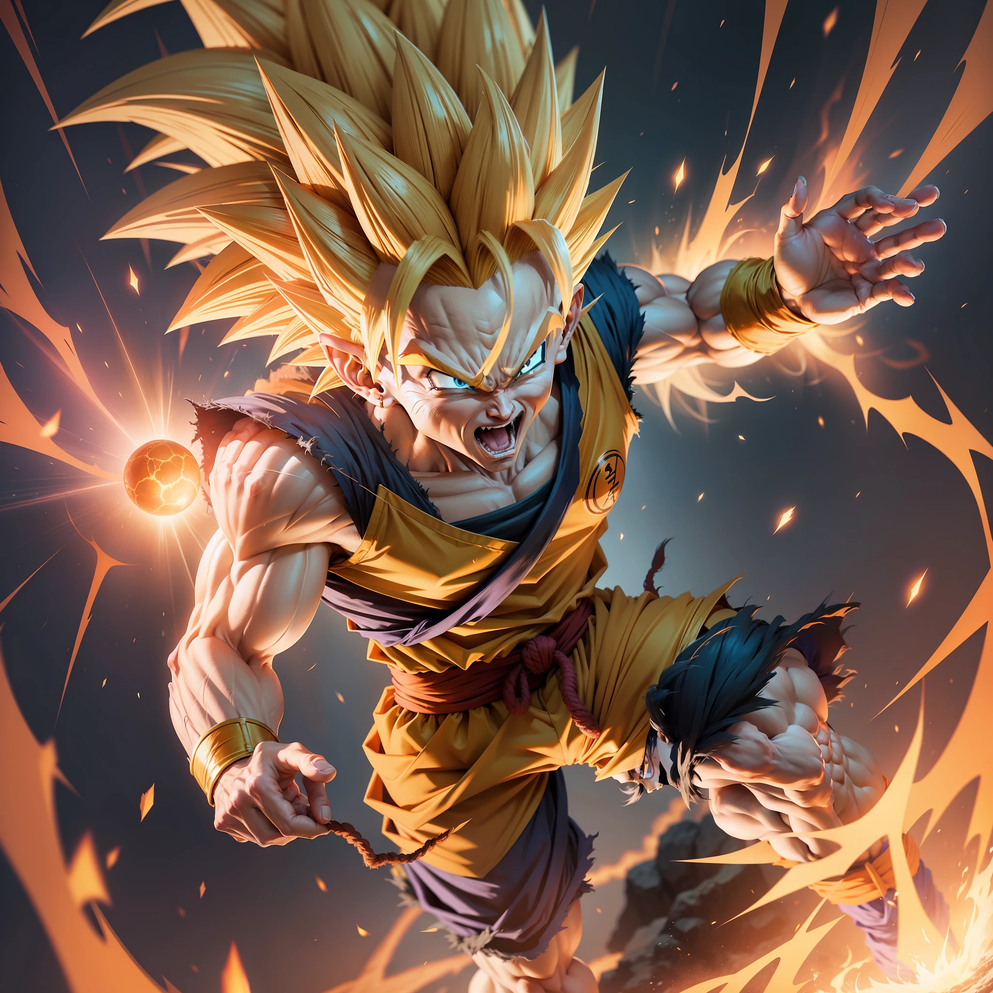 Illustrative image of dragon ball z Goku super saiyan 3 --auto --s2