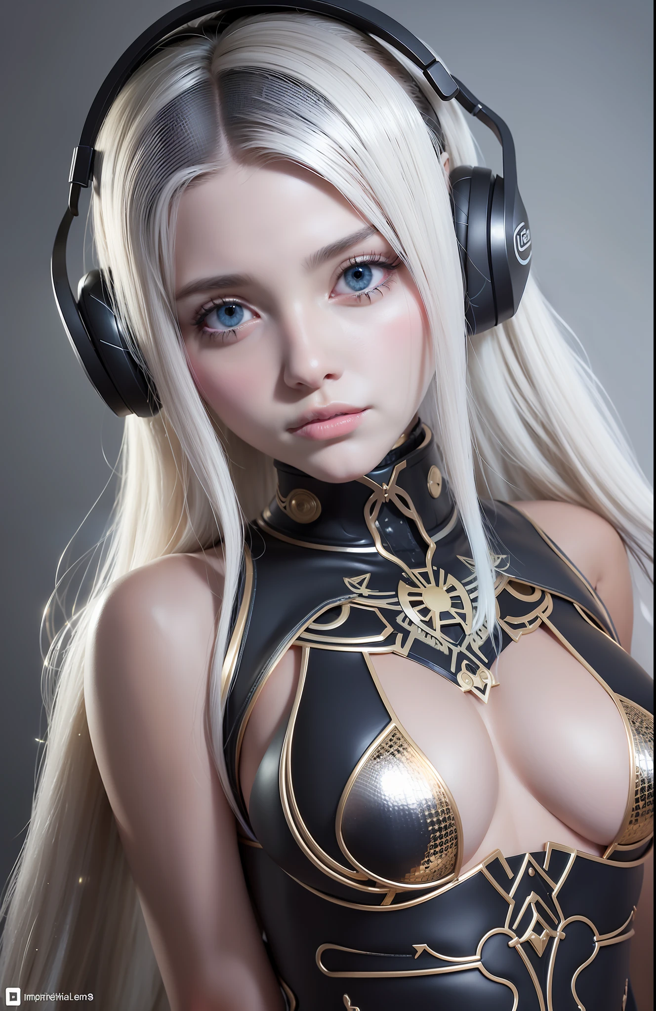 Metal body, glowing eyes, an AI designed to assist humans in natural language. Vast knowledge, Fast learning. Here to make your tasks easier, enjoy realistic music