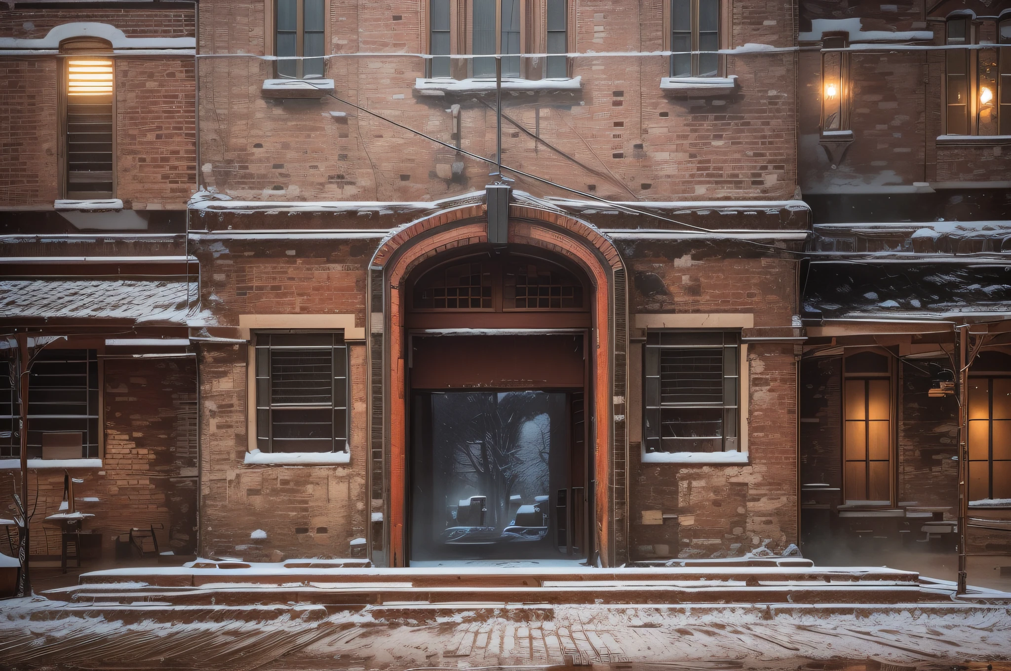 old, station, bricks in sight, city, good quality, winter photography, soft lighting, outdoor scenery, snow in the background. --auto --s2