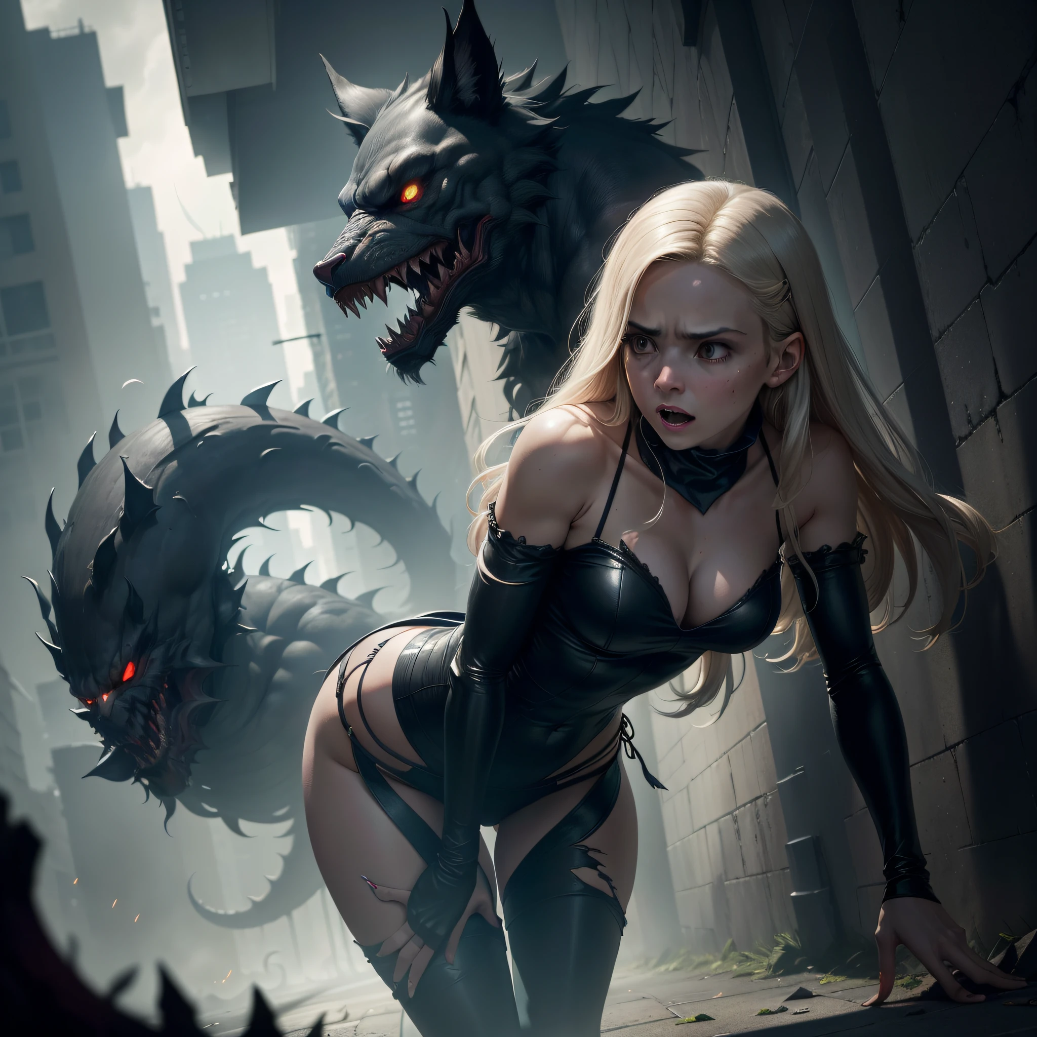 In the depths of a moonlit city, a dense mist crept through the dimly lit streets, enveloping everything in a mysterious mist. The echoes of footsteps reverberated on the crumbling walls, as if the city itself were alive, whispering secrets of dread. In the midst of this disturbing scenario, a young woman named Emma walked briskly, her heart pounding with uneasiness.
Unbeknownst to her, a monstrous entity lurked in the shadows, its grotesque form merging with the darkness. He moved with a sinister grace, each step falling silently as he pursued his innocent prey. Her eyes sparkled with a fierce hunger, fixated on Emma's every move.
As Emma hurried through the desolate alleys, she felt an unwavering presence, a sensation that sent shivers down her spine. The sound of irregular breathing approached, but she dared not look back, afraid to confirm her worst fears. His steps quickened, the rapid pace mirroring his growing panic.
With each passing moment, the monster approached, his breath hot on the back of her neck. She could almost feel his putrid stench, a mixture of decay and malevolence. The alleys spun and spun, trapping her in a maze of terror, her only exit seemingly swallowed up by darkness.
Suddenly, a deafening roar emerged from behind, breaking the fragile silence of the night. Emma's heart leapt as she stumbled forward, her mind consumed by raw fear. She dared to look back for a moment and caught a glimpse of the abomination that haunted her—a creature with elongated limbs, knotty claws, and a mouth full of sharp teeth.
Desperation fueled Emma's escape as she ran through the city streets, her ragged breathing mingling with the creature's guttural growls. Shadows stretched and writhed along the walls, seeming to stretch out in macabre fascination. The once familiar town has now become a