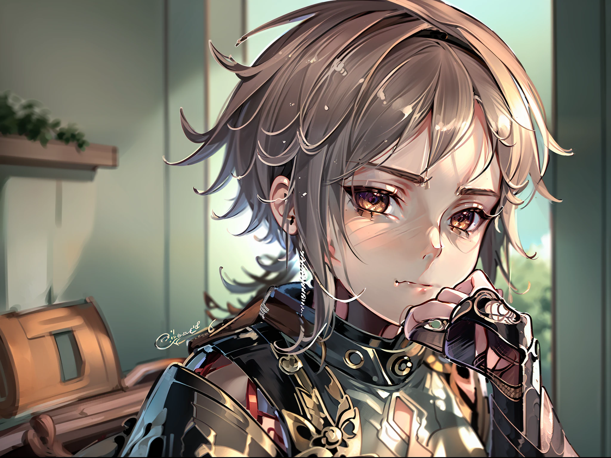 ((highest quality, masterpiece, 4k, finely detailed, detailed eyes, detailed face, intricate details, gelbooru, pixiv)) warm lighting, ((solo)), 1girl, looking at viewer, dynamic pose, young girl, high ponytail, ((smug expression))